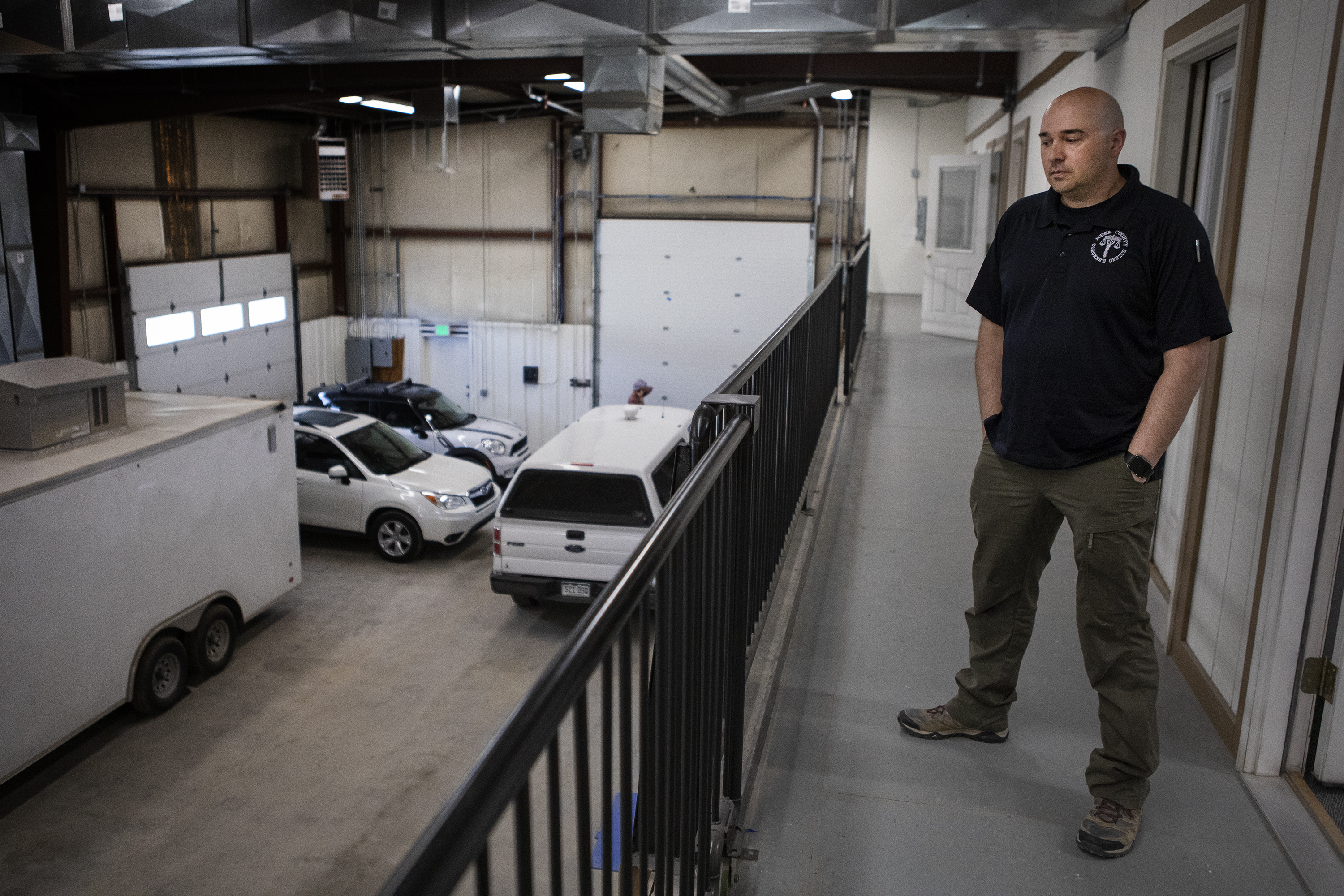 Mesa County coroner Victor Yahn looks down at the bay of the Coroner's Office on Monday, April 18, 2022, in Grand Junction, Colo. (Timothy Hurst/The Denver Gazette) (Timothy Hurst)