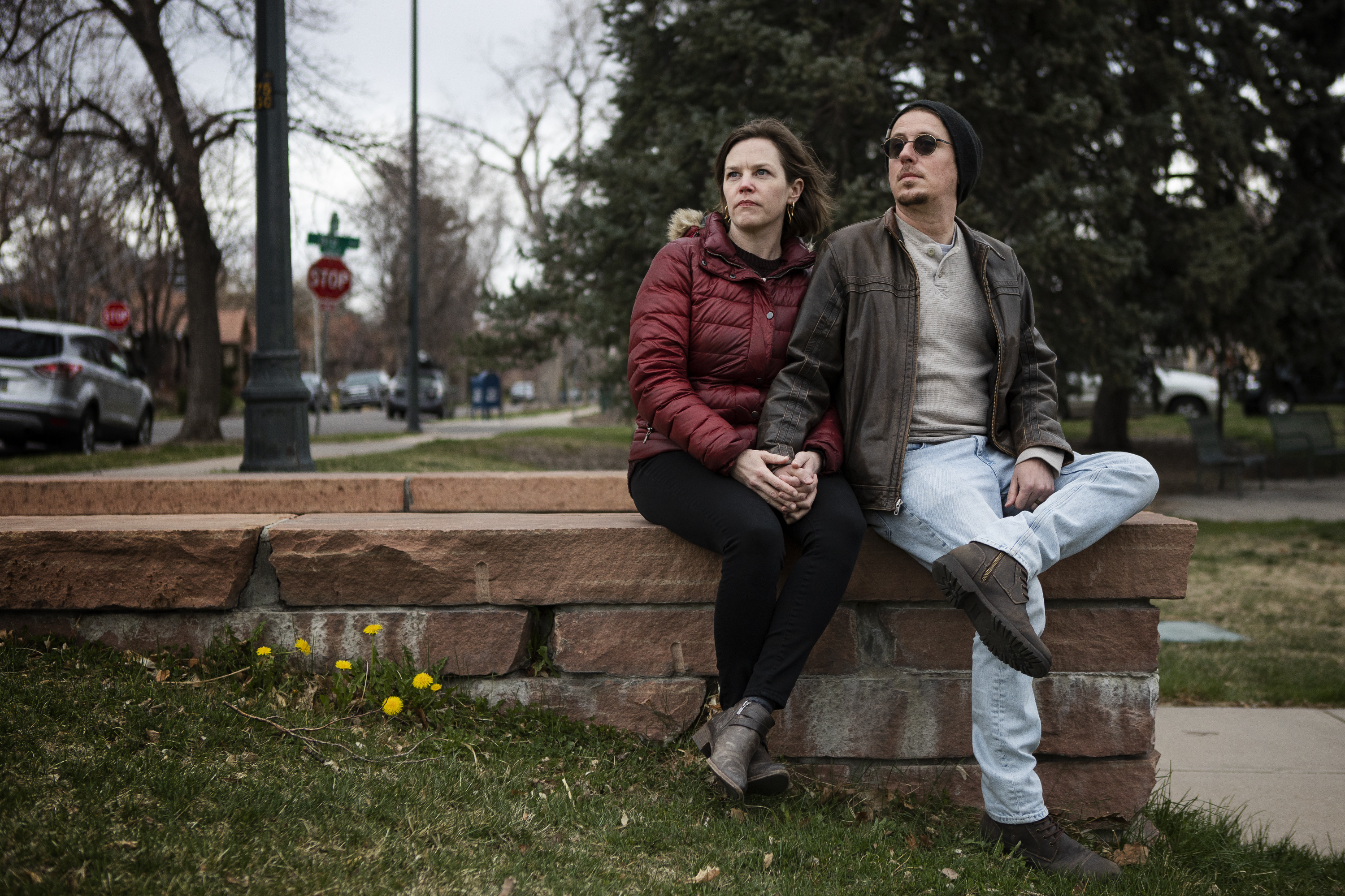 Lynsey Powell and husband Adam Phillips, friends of Jonathan Ellington who died of a fentanyl overdose in 2017, pose for a portrait on Wednesday, April 13, 2022, at Alamo Placita Park in Denver, Colo. (Timothy Hurst/The Denver Gazette) (Timothy Hurst)