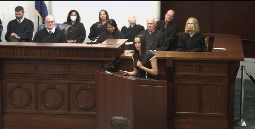 Kara Veitch speaks at Kuhn investiture