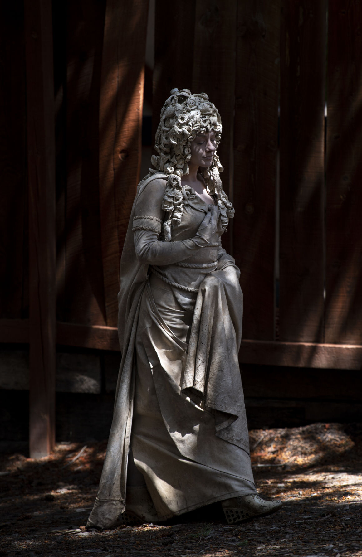 Galiana The Living Fountain walks toward the stage for a performance at the Colorado Renaissance Festival in Larkspur on Saturday, July 16, 2022. The festival runs every Saturday and Sunday from 10 a.m. to 6:30 p.m. through August 7. (Parker Seibold / The Gazette) (Parker Seibold / The Gazette)