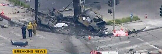 Witness to fireball LA car crash reveals baby was ejected right in front of her