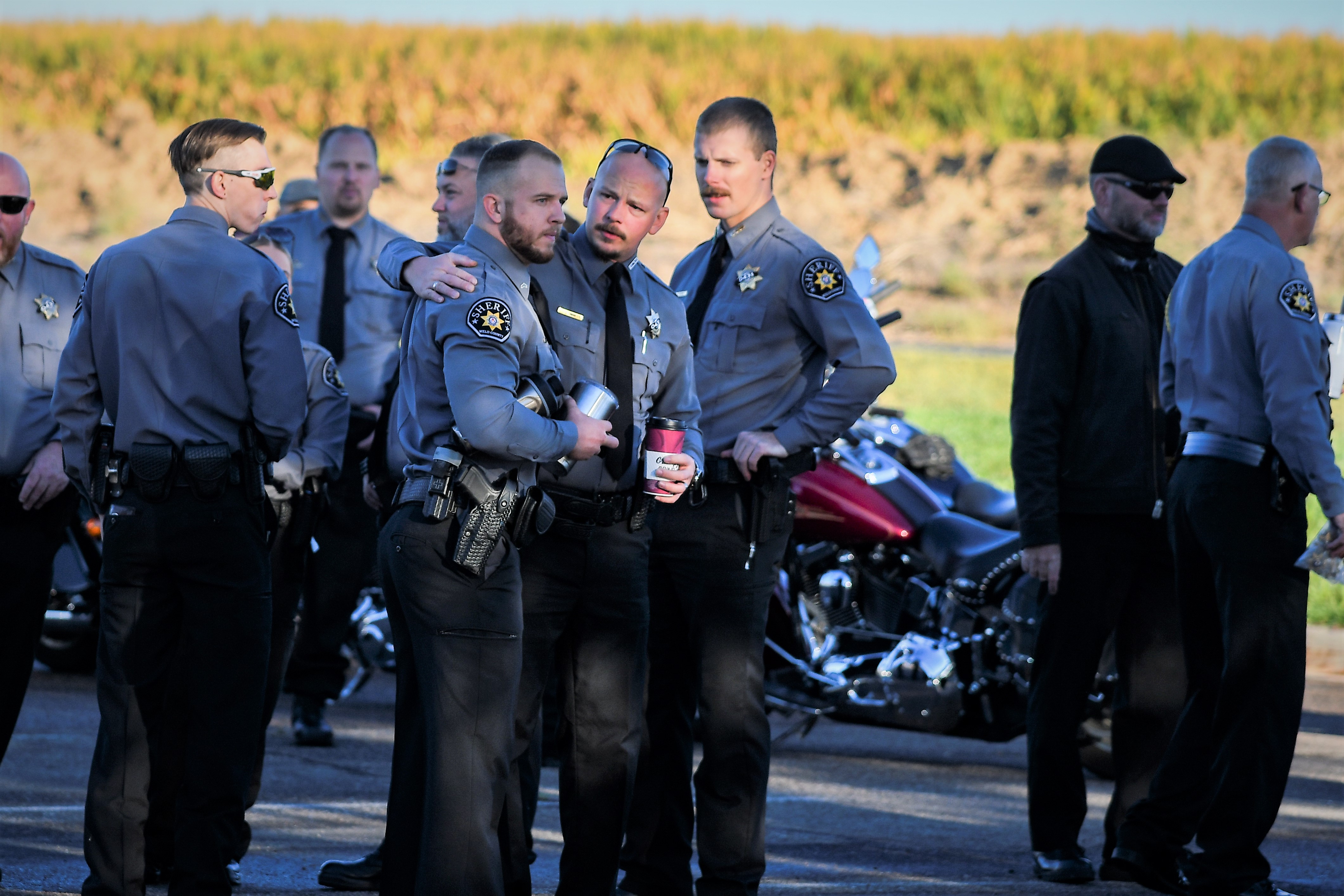 The Weld County Sheriff’s Office along with a multi-agency enforcement procession gathered at the Weld County Jail for the procession of Weld County Sheriff Deputy Alexis Hein-Nutz to Foundations Church in Loveland. Hein-Nutz was struck and killed by Norberto Garcia-Gonzales at an intersection in Weld County. (John Leyba)