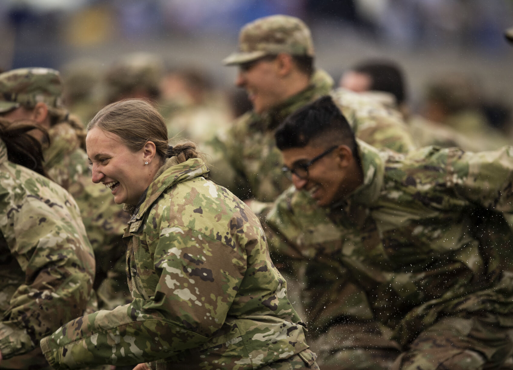 United States Air Force Academy cadets run into the stands before the Falcons’ game against Colorado University Buffaloes at Falcon Stadium in Colorado Springs, Colo., on Saturday, Sept. 10, 2022. (The Gazette, Parker Seibold) (Parker Seibold/ The Gazette)