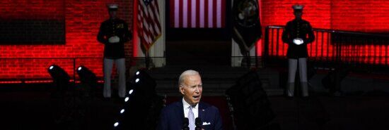 Biden's 'blood red' backdrop steals show in speech attacking MAGA