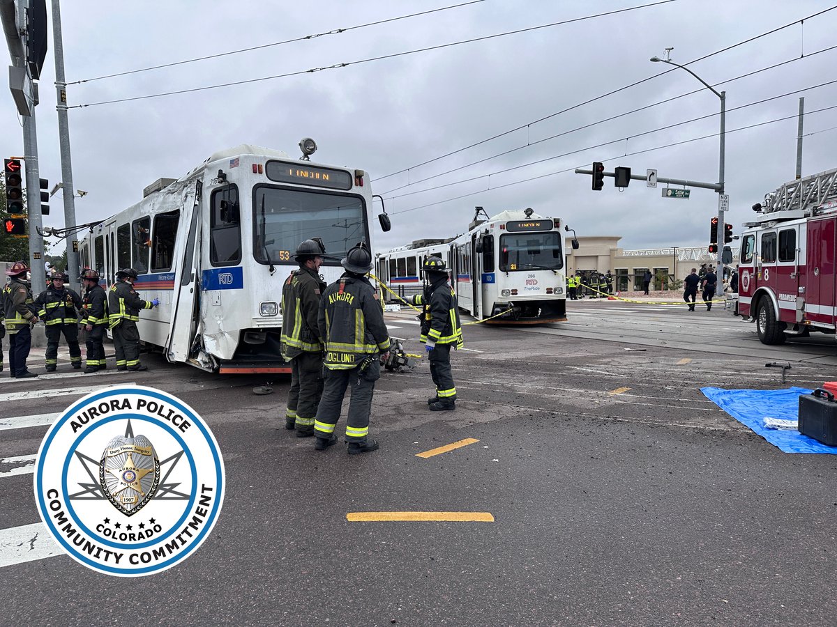 An RTD train has derailed in Aurora. (Courtesey Aurora Police Department)