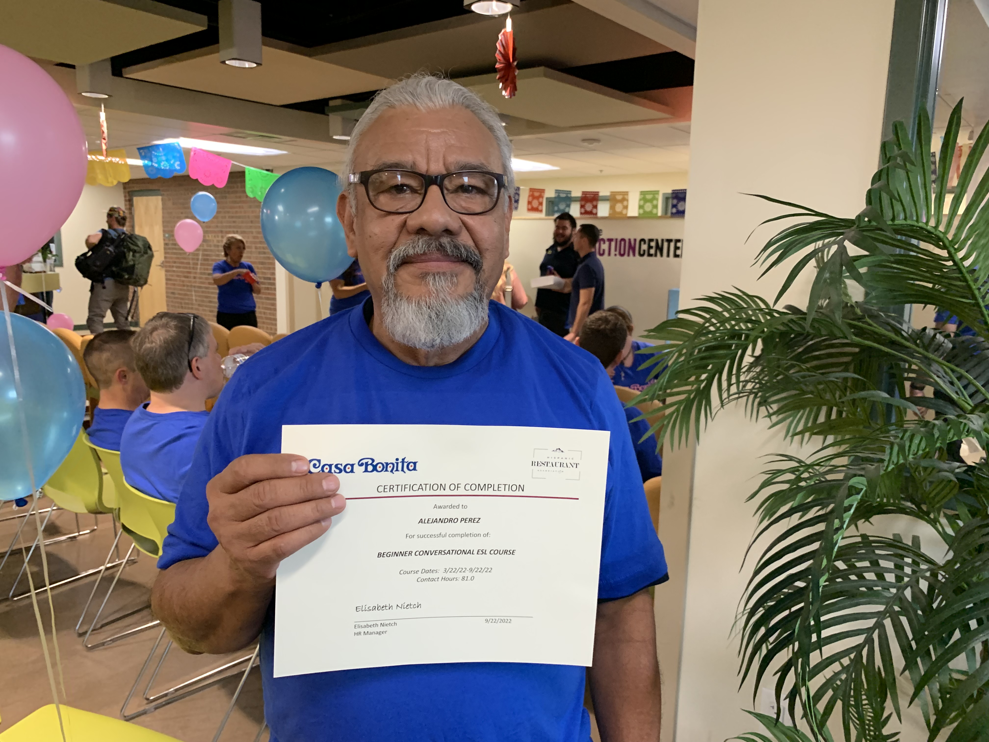 Casa Bonita employee Alex Perez shows off his certificate for completing a free 26-week English language class offered by the restaurant's new owners. (DennisHuspeniCity Editordennis.huspeni@gazette.comhttps://denvergazette.com/content/tncms/avatars/c/5a/fbd/c5afbd32-5030-11eb-bdef-030d9de52a9e.779683cee495ffe64766291c251a8894.png)