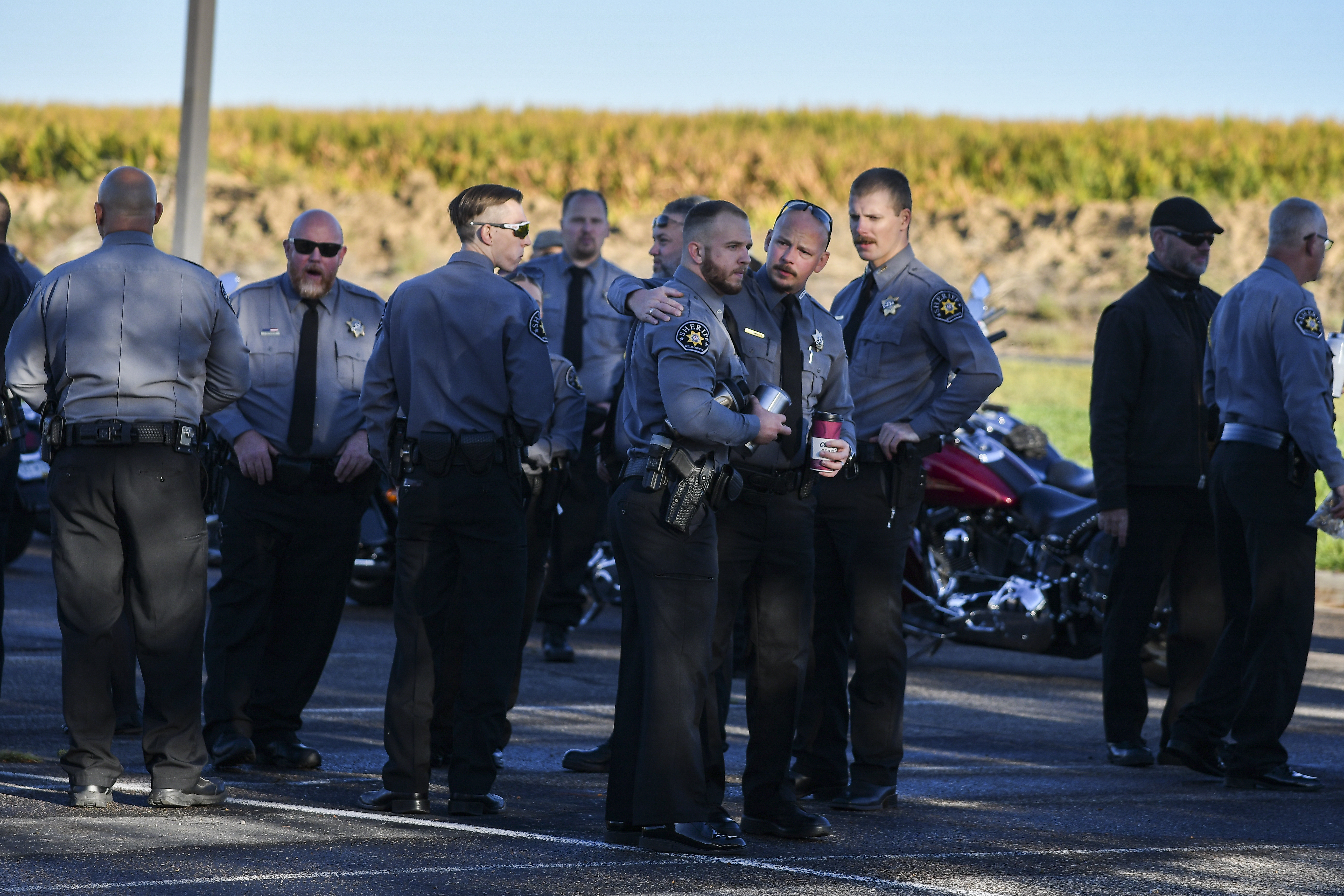 MARCH 14, 2021 - The Weld County Sheriff’s Office along with a multi-agency enforcement procession gathered at the Weld County Jail for the procession of Weld County Sheriff Deputy Alexis Hein-Nutz to Foundations Church in Loveland. Hein-Nutz was struck and killed by Norberto Garcia-Gonzales at an intersection in Weld County. (Photo by John Leyba) (John Leyba)