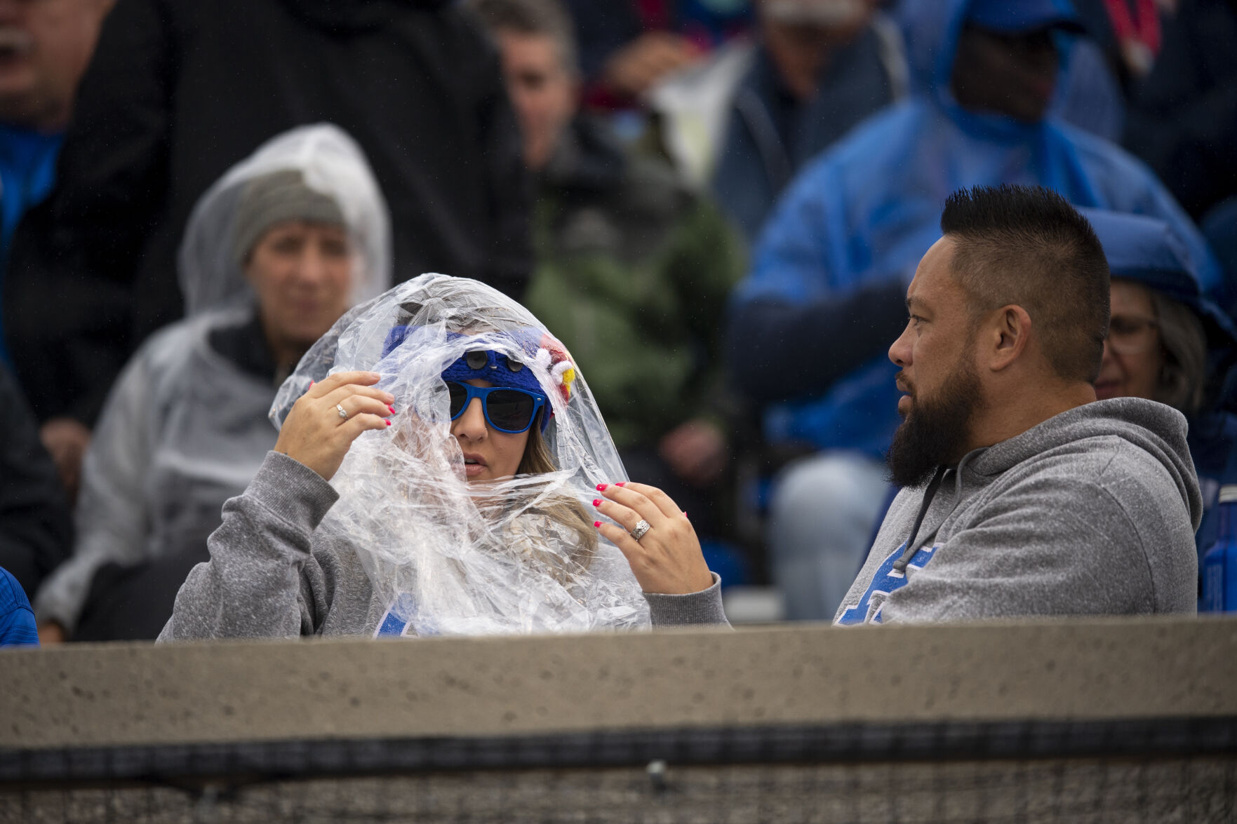 Fans braved the cold rainy weather for the Air Force Falcons game against Colorado University Buffaloes at Falcon Stadium in Colorado Springs, Colo., on Saturday, Sept. 10, 2022. (The Gazette, Parker Seibold) (Parker Seibold/ The Gazette)