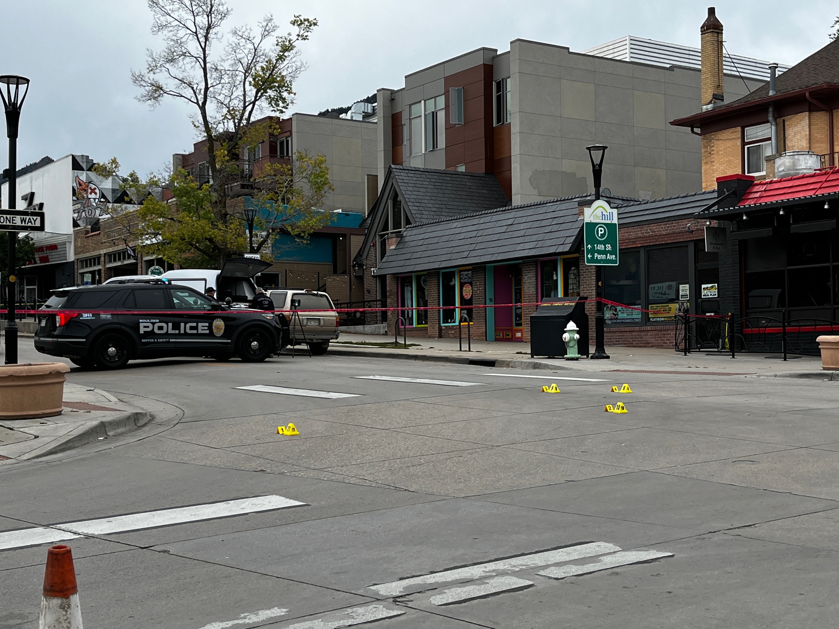 Boulder Police taped off the crime scene in the city's popular The Hill neighborhood near Pennsylvania Avenue and Broadway Sunday morning. An officer-involved shooting overnight sent one suspect to the hospital with gunshot wound to the arm. No officers were injured. (AlexanderEdwardsBusiness Reporteralex.edwards@gazette.comhttps://secure.gravatar.com/avatar/dbaa50cc8a9183e280c297e3afa72ace?d=mm&r=g)