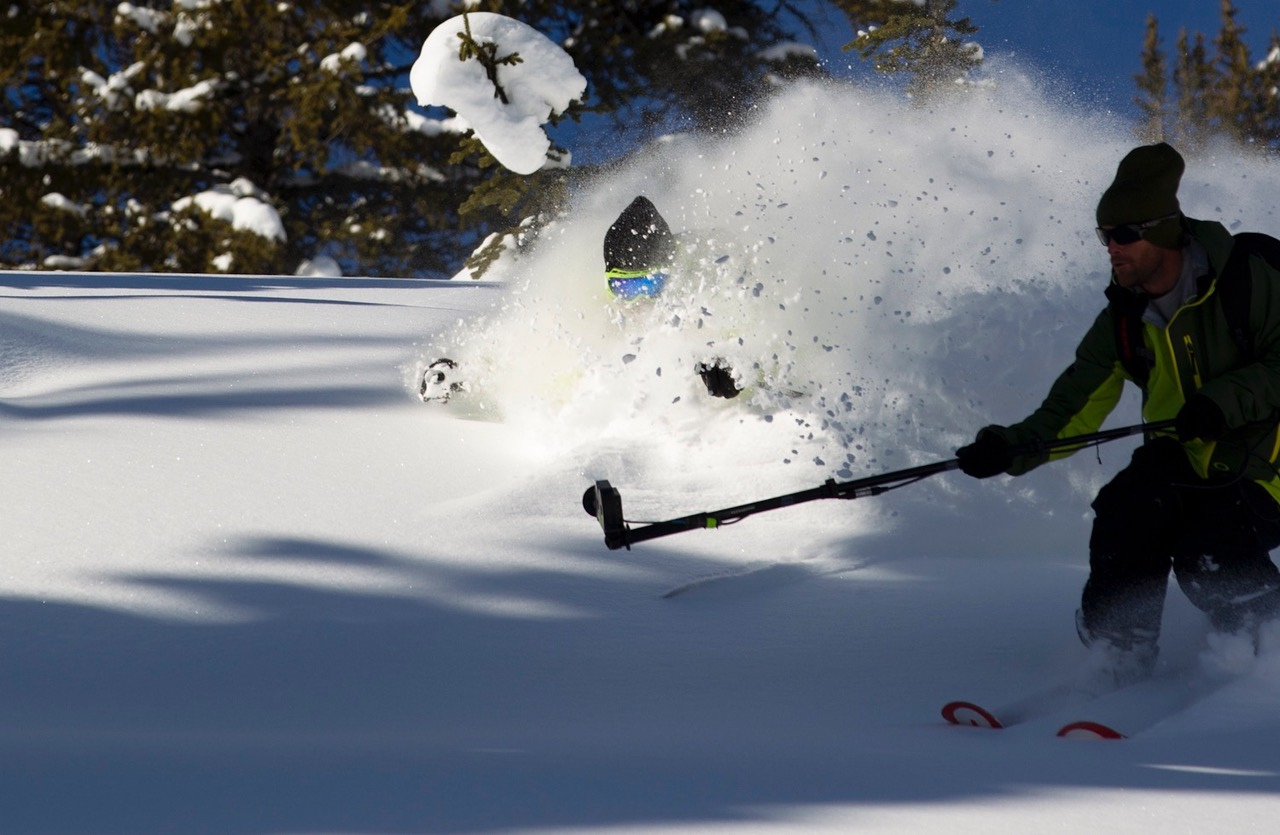 Videographer Scotty Gaffney films skier James Heim for a Matchstick Productions film. (Courtesty, Matchstick Productions)