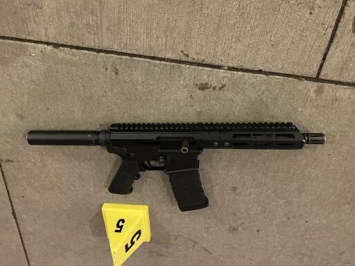 One of the guns recovered after an officer-involved-shooting in Boulder's popular The Hill neighborhood early Sunday. One suspect was shot in the arm and hospitalized, according to Boulder Police. No officers or other area residents were injured. (COURTESY OF BOULDER POLICE DEPARTMENT)