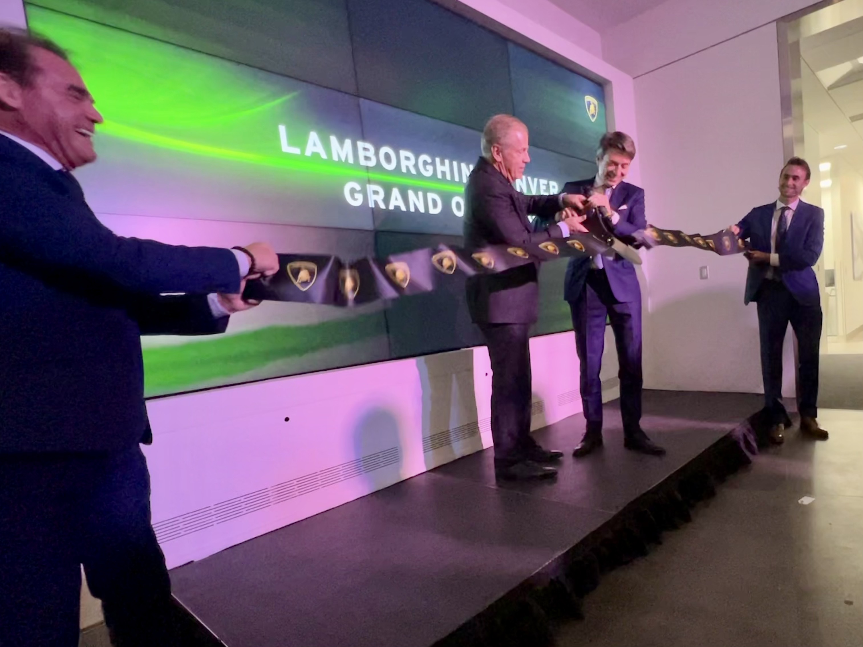 Lamborghini’s new Denver showroom was filled with guests, leaders and dealers on Wednesday evening to celebrate its opening with a ribbon cutting and presentation by owner Mike Ward and Andrea Baldi, CEO of Lamborghini North America. (SavannahMehrtenssavannah.mehrtens@denvergazette.comhttps://secure.gravatar.com/avatar/e0e72b1f57c381b73731db78749ceca8?d=mm&r=g)
