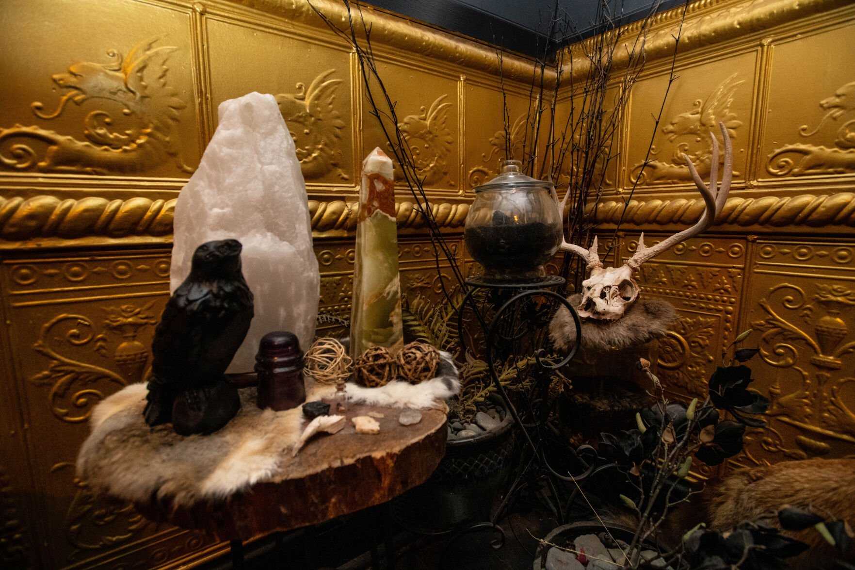 Decorations in the Black Annise room at The Black Monarch Hotel in Victor, Colo., on Friday, Oct. 14, 2022. (The Gazette, Parker Seibold) (Parker Seibold/ The Gazette)