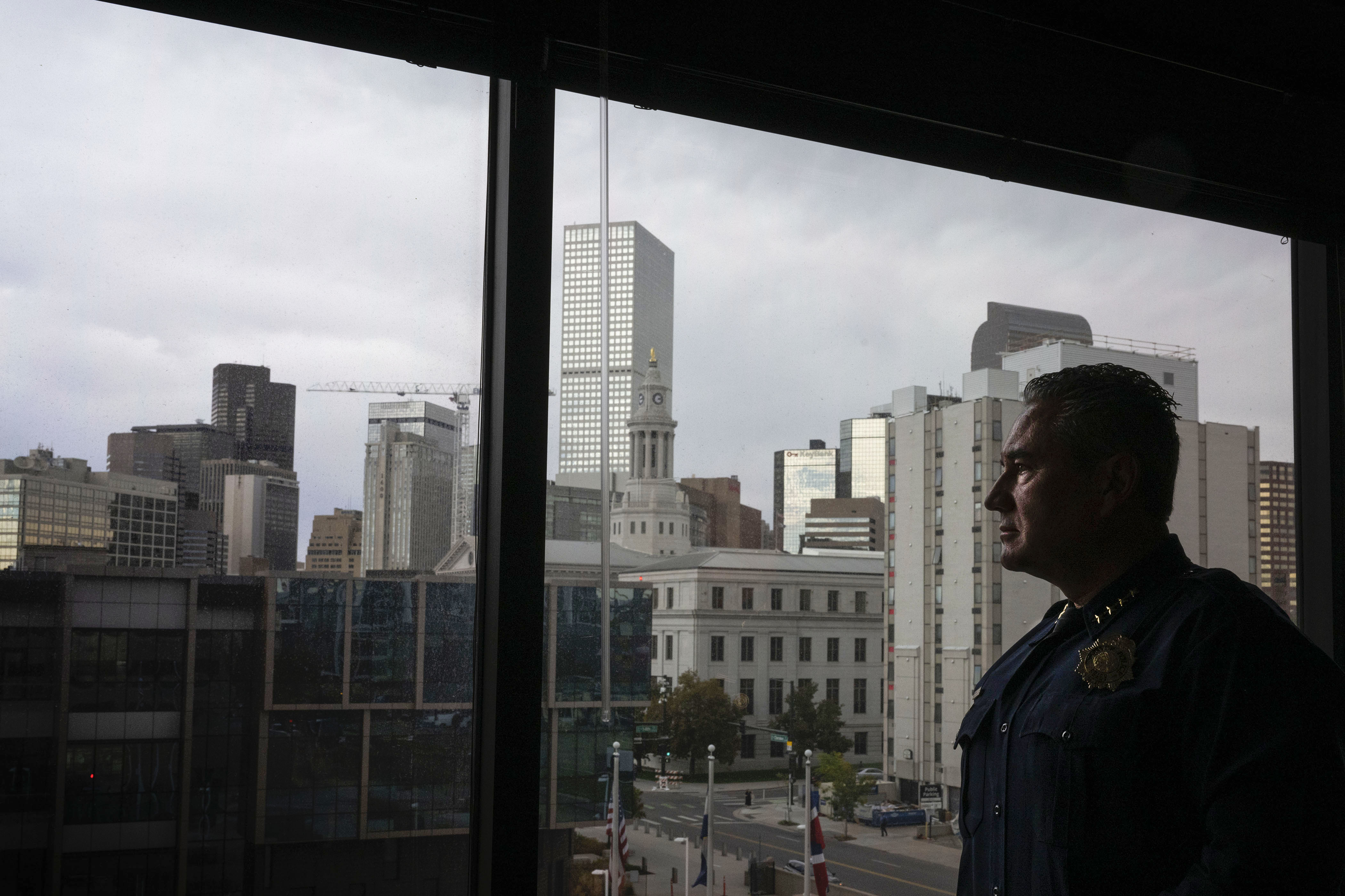 FILE PHOTO: Retiring Denver Police chief Paul Pazen stands for a portrait in his office overlooking the city on Tuesday, Oct. 11, 2022, at Denver Police Headquarters in Denver, Colo. He officially steps down Oct. 15. (Timothy Hurst/The Gazette) (TimHursttim.hurst@gazette.comhttps://secure.gravatar.com/avatar/aca82bd62b4ee425c598527cd6faa1b1?d=mm&r=g)