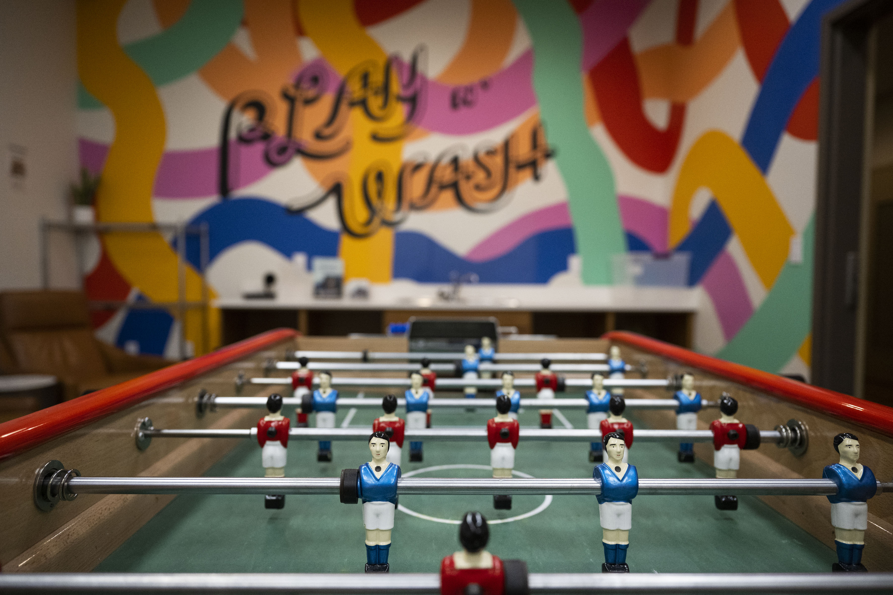 The laundry room is outfitted with a foosball table to keep residents entertained while they wait on the laundry machines on Friday, Oct. 21, 2022, at The Quayle Building at North Broadway and West 1st Avenue of Denver, Colo. (Timothy Hurst/The Gazette) (TimHursttim.hurst@gazette.comhttps://secure.gravatar.com/avatar/aca82bd62b4ee425c598527cd6faa1b1?d=mm&r=g)