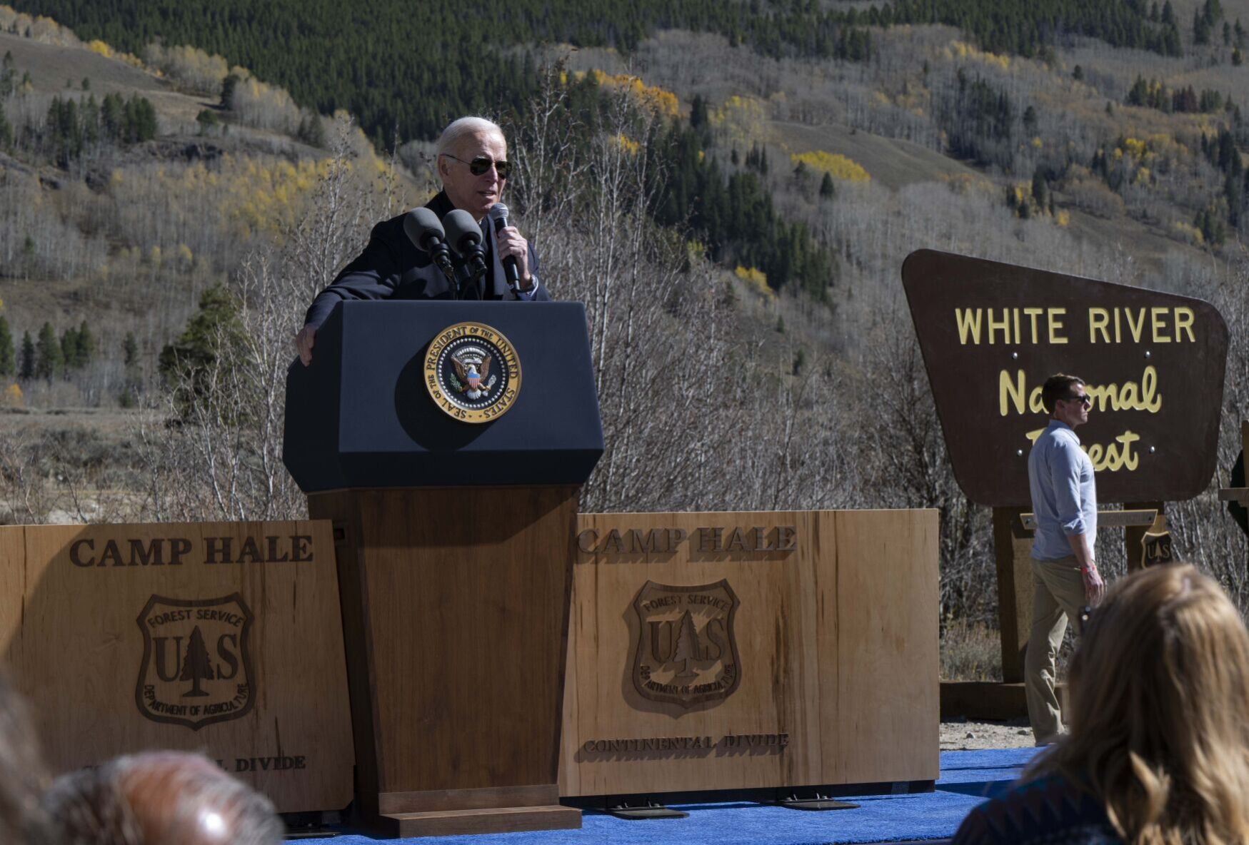 President Joe Biden speaks Wednesday, Oct. 12, 2022, during the dedication of Camp Hale - Continental Divide National Monument at the site of the World War II home of the 10th Mountain Division, the U.S. Army’s first and only mountain infantry division. (The Gazette, Christian Murdock) (Christian Murdock/The Gazette)