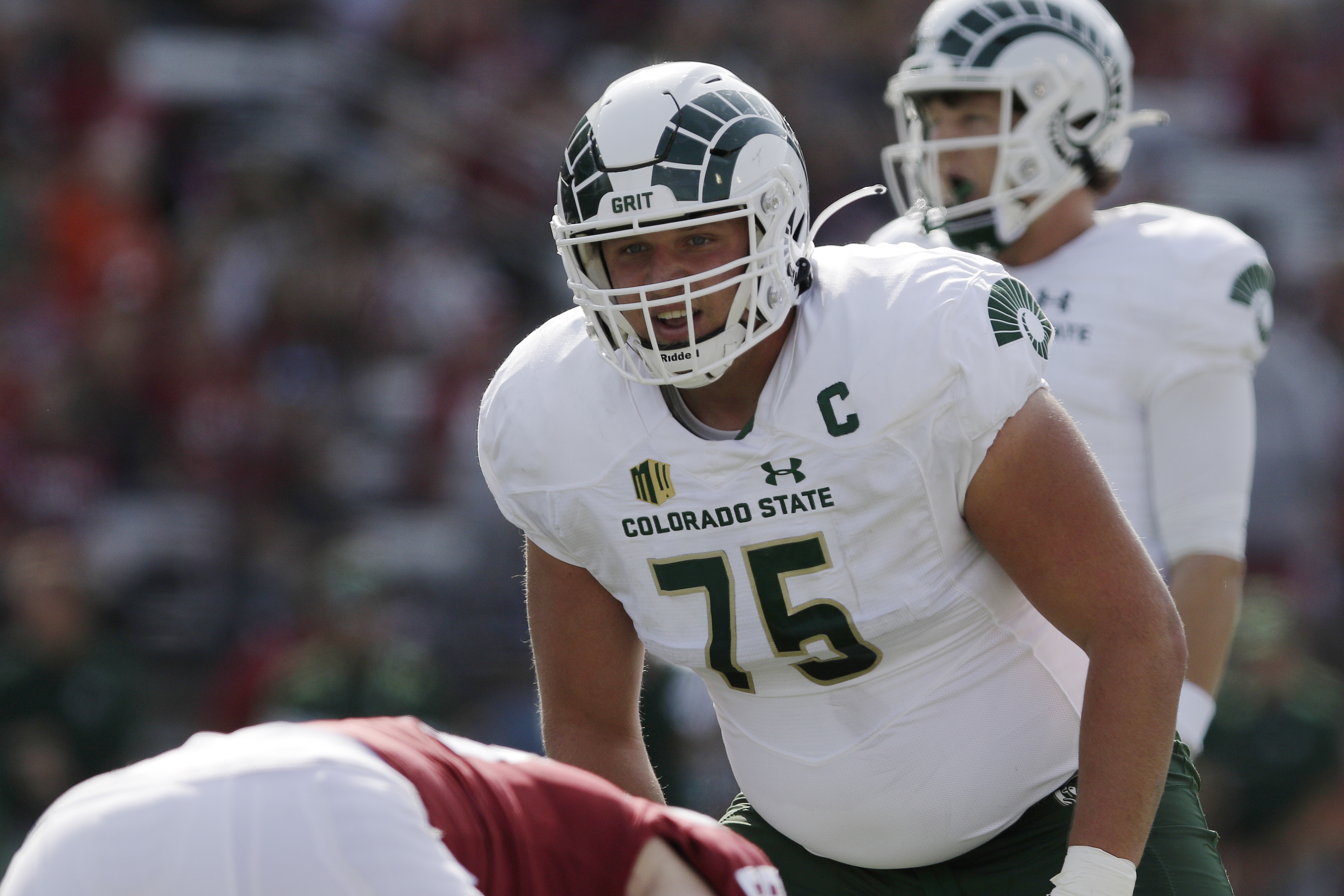 Colorado State offensive lineman Jacob Gardner lines up for a play during the first half of an NCAA college football game against Washington State, Saturday, Sept. 17, 2022, in Pullman, Wash. (AP Photo/Young Kwak) (Young Kwak)