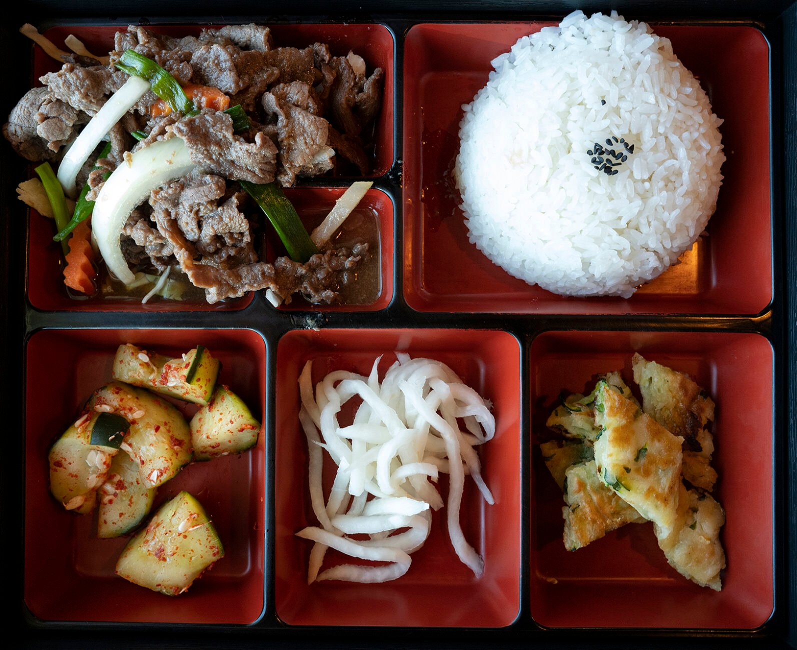 Beef bulgogi box at Happy Time Korean Restaurant. (Jeff Kearney, special to the gazette)