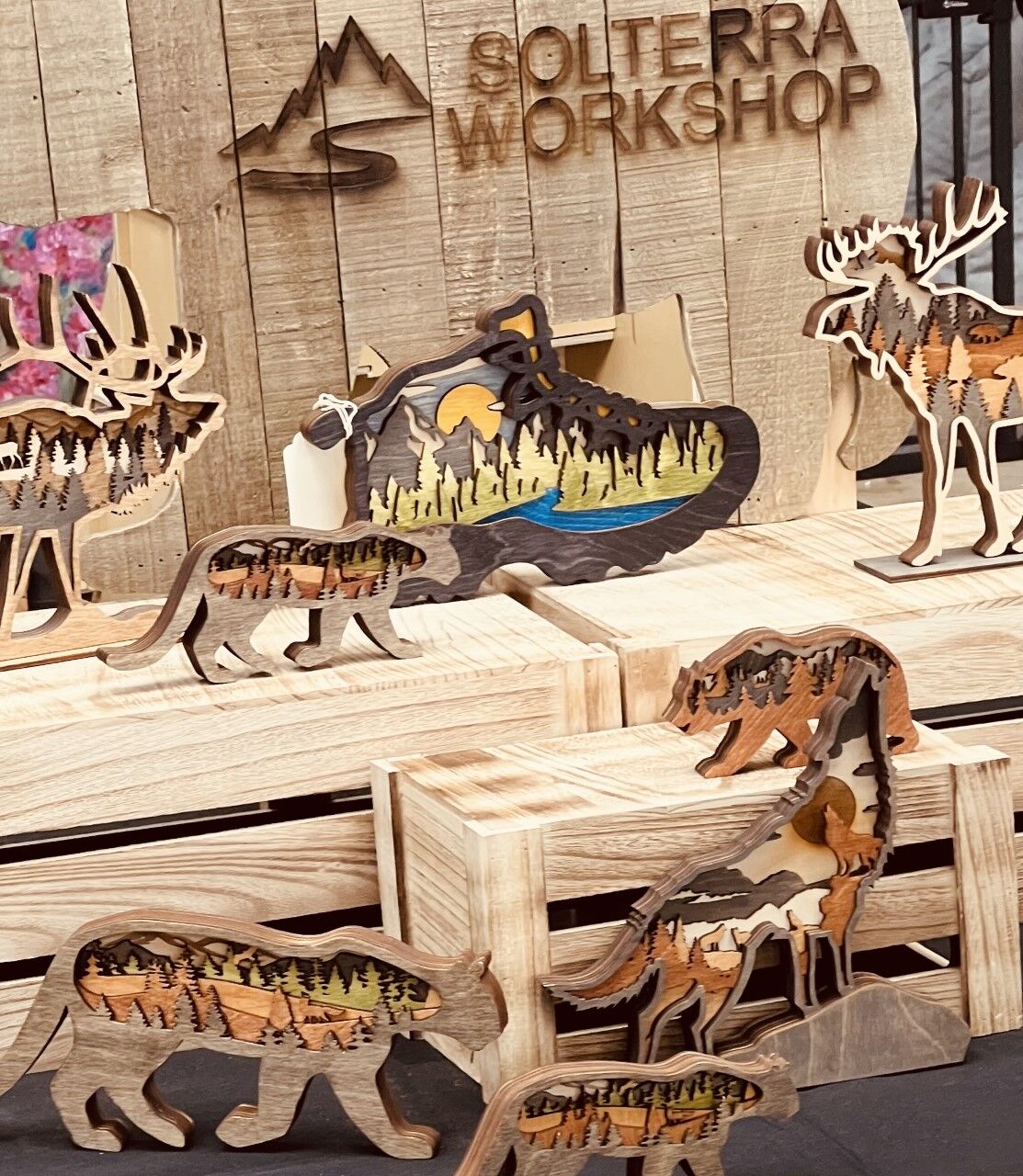 Exquisite wooden three-dimensional figurines are Colorado-themed décor that keeps Rocky Mountain high memories ever present. (Teresa Farney/teresa.farney@gazette.com)