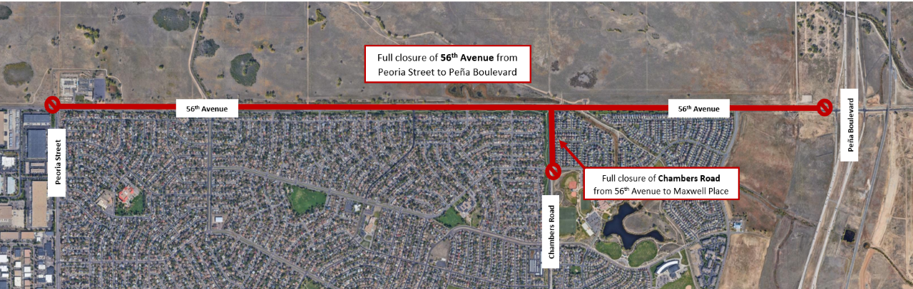 Denver closes 56th Avenue between Peoria and Pena for emergency repairs