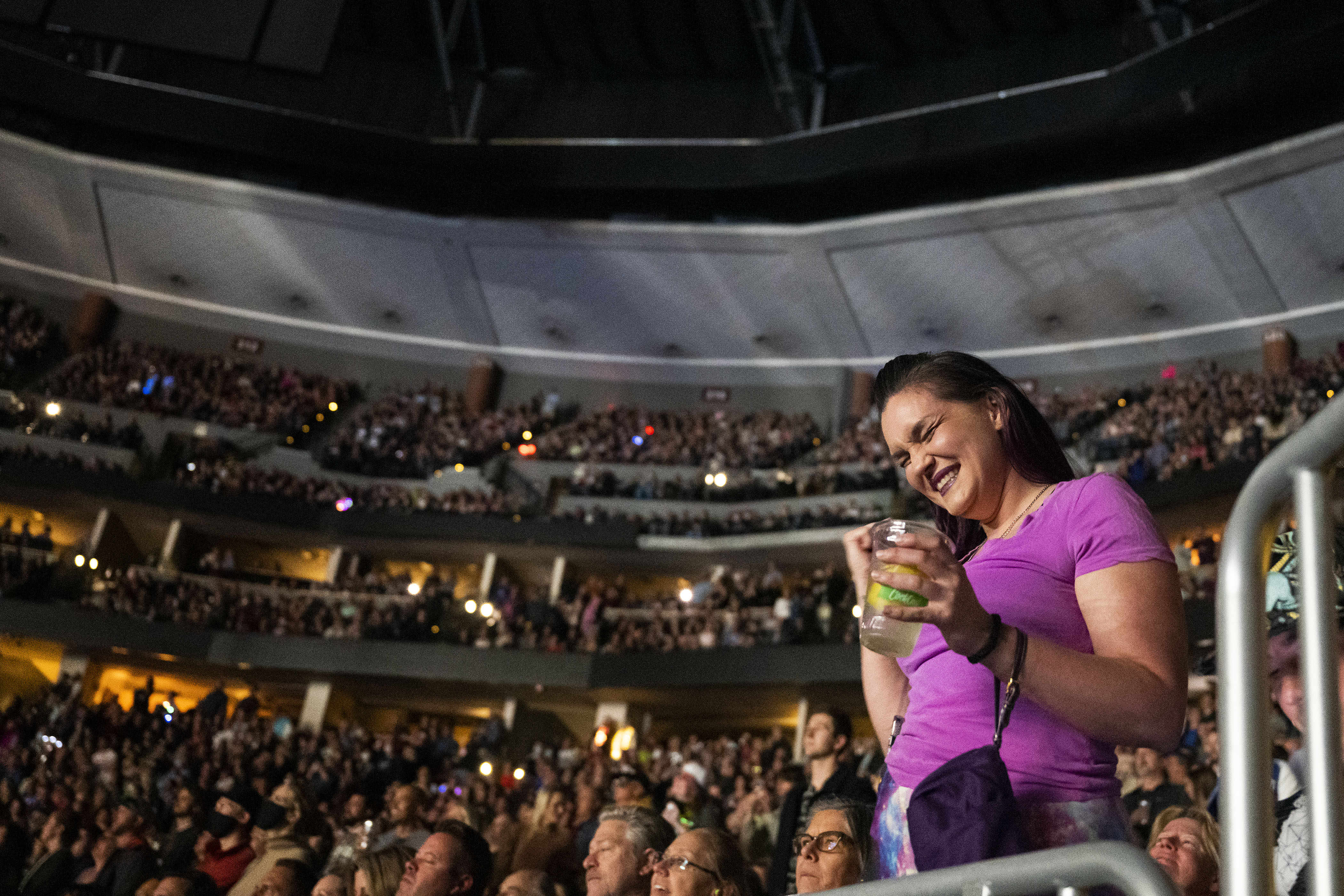 Elton John fan Alexis Kelley sings along while John performs at Ball Arena as part of his Farewell Yellow Brick Road tour on Friday, Nov. 4, 2022, in Denver, Colo. This is Kelley’s forth Elton John concert for just this ongoing tour.(Timothy Hurst/The Gazette) (TimHursttim.hurst@gazette.comhttps://secure.gravatar.com/avatar/aca82bd62b4ee425c598527cd6faa1b1?d=mm&r=g)