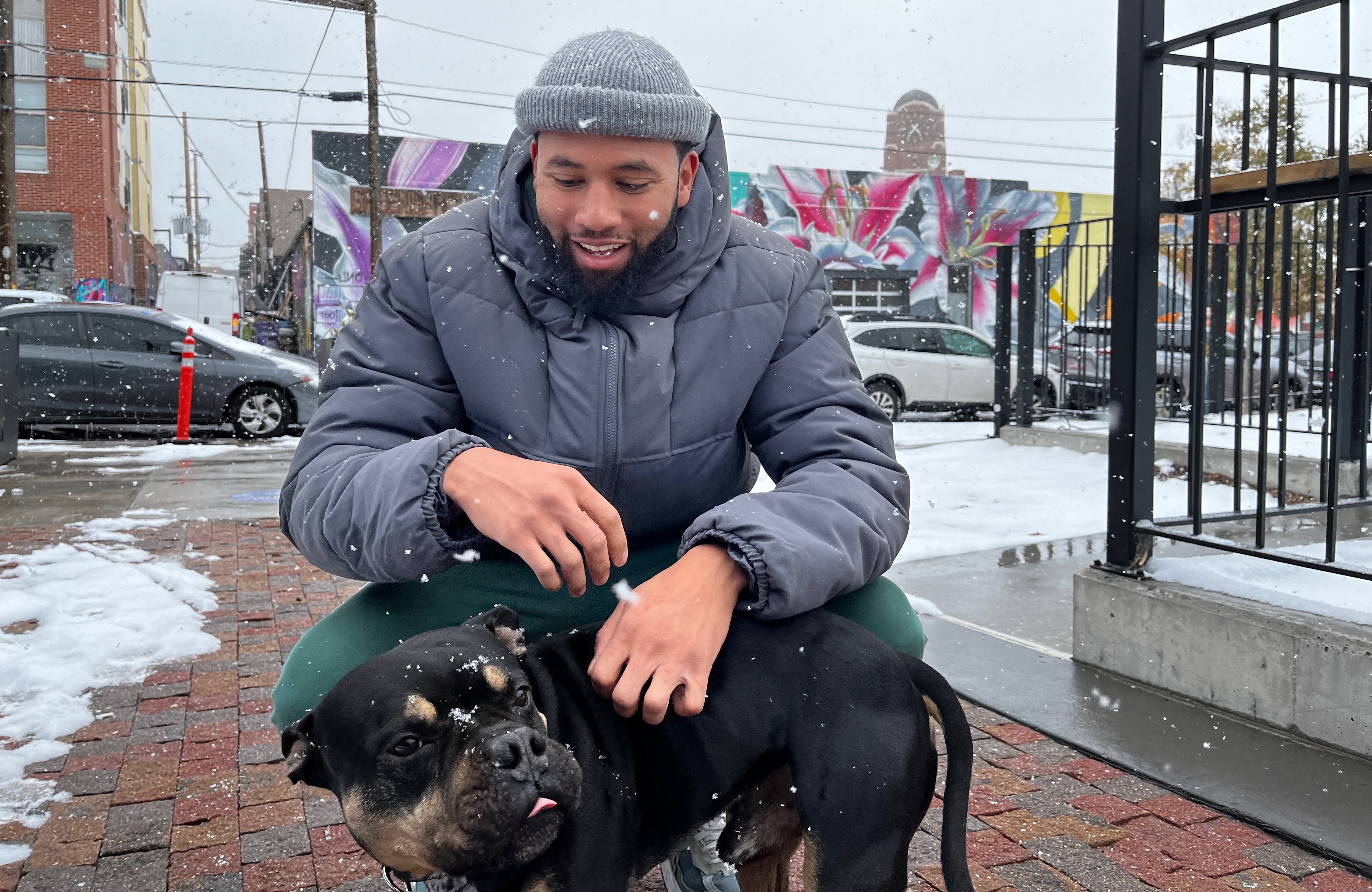 Benny requires attention from owner Jevon Taylor. (Alex Edwards, The Denver Gazette).