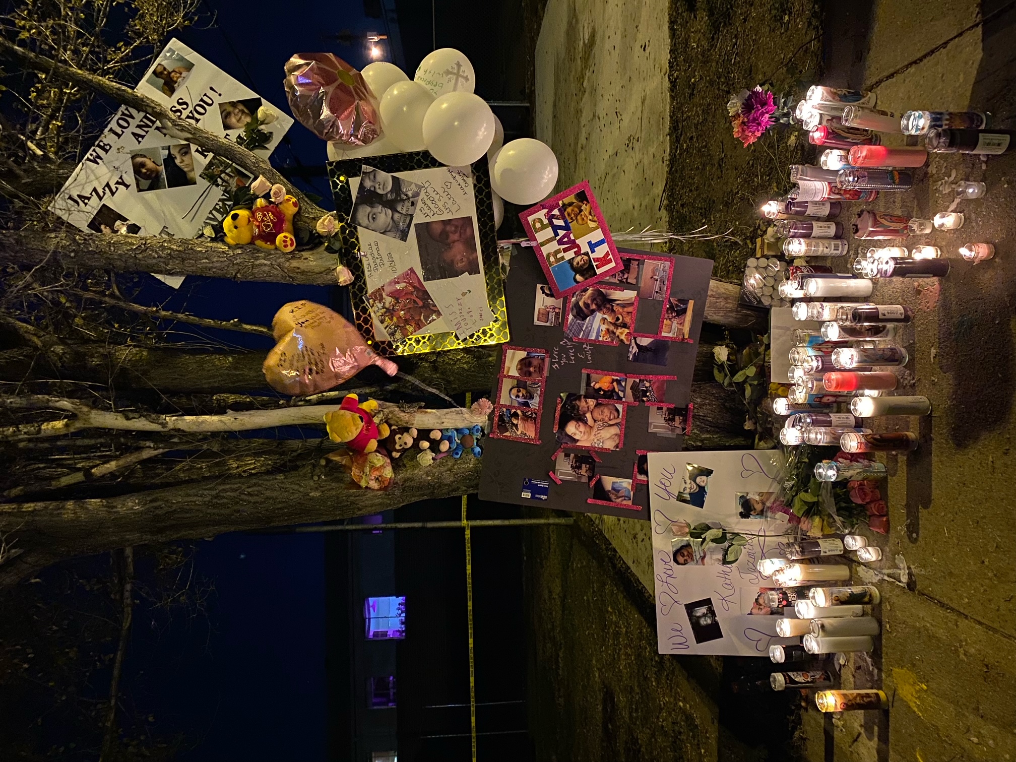 A vigil for Kathleen Payton and her daughter, Jazmine Payton-Agauyo was held near the Tiffany Square Apartments Nov. 2. Two juvenile suspects were arrested on suspicion of causing the fire which caused their deaths Oct. 31. (COURTESY OF ROCHELLE VIGIL VALDEZ)