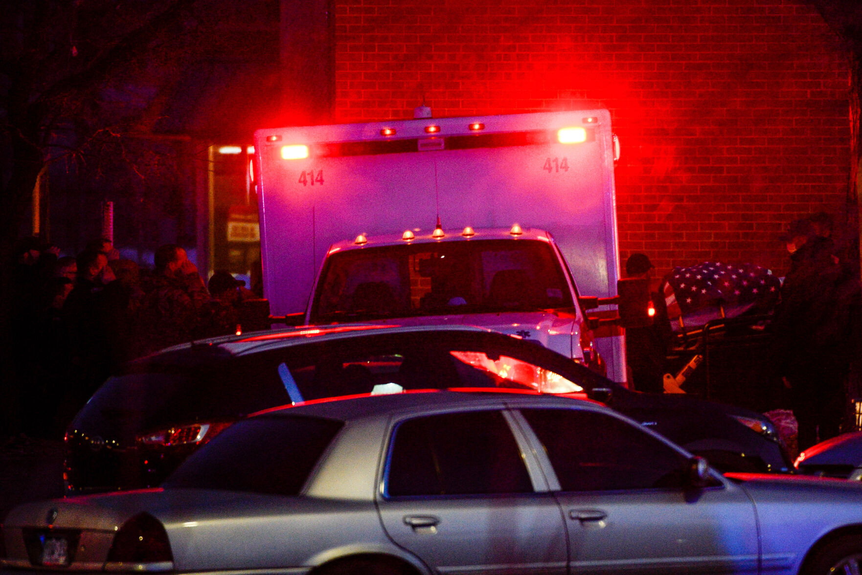 Slain Boulder Police officer Eric Talley is moved into an ambulance from the scene of a shooting at a King Soopers on Monday, March 22, 2021 in Boulder. Ten people were killed in the shooting. (Michael Ciaglo/Special to The Denver Gazette) (Michael Ciaglo/Special to The De)