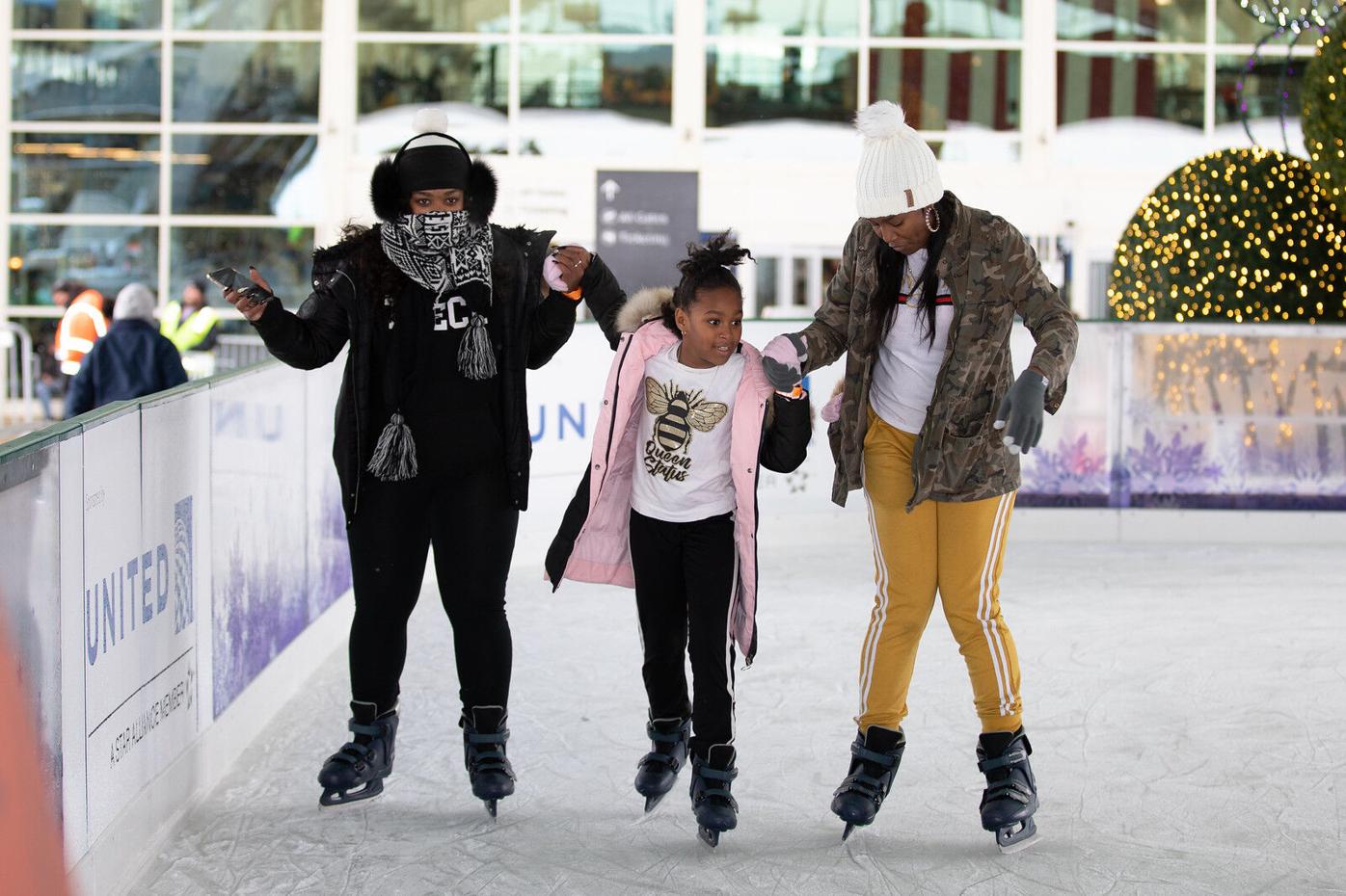 Skaters at DIA ice rink
