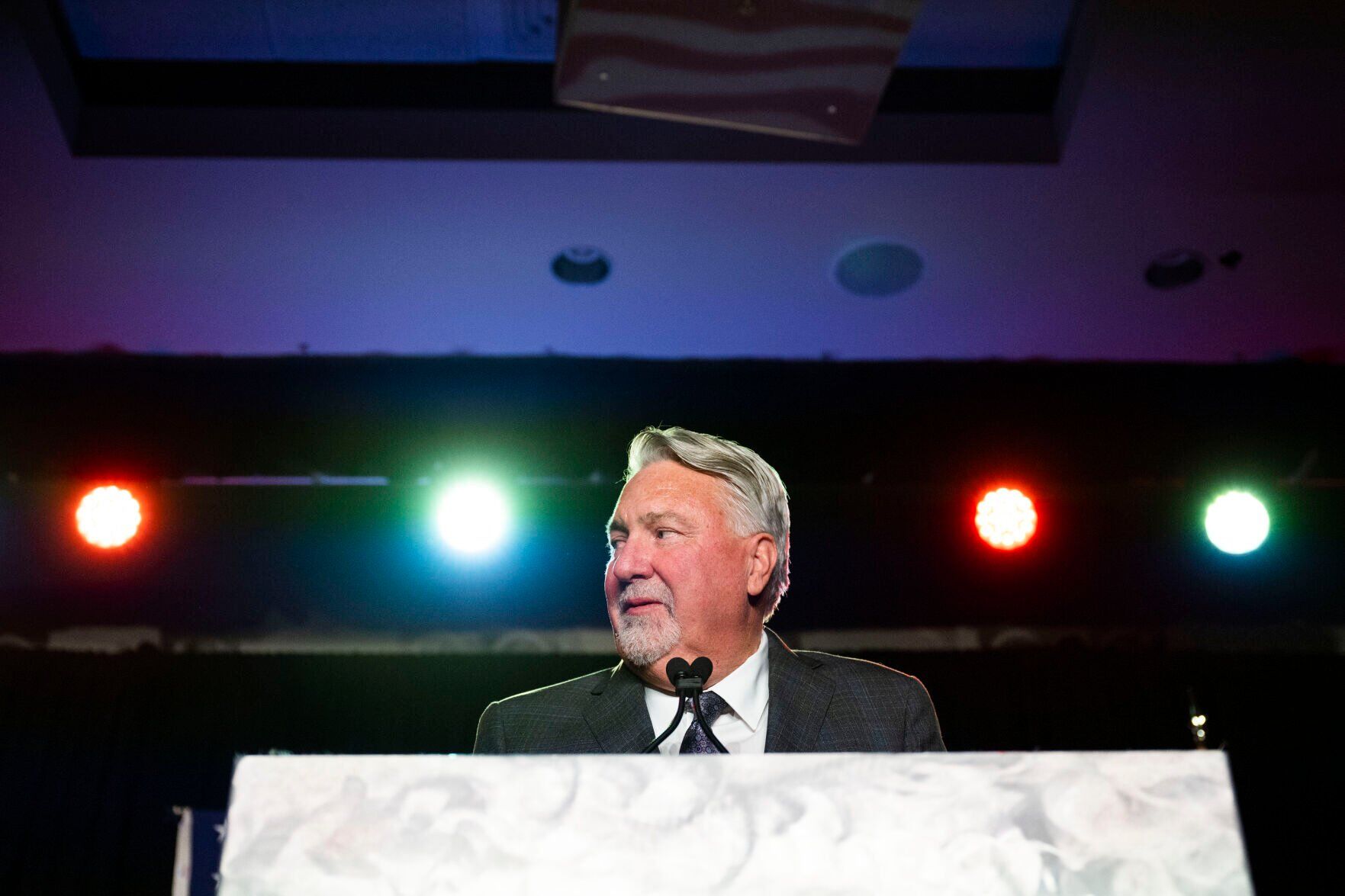 Colorado Republican U.S. Senate candidate Joe O’Dea gives a speech after the race was called for incumbent Michael Bennet during the Colorado GOP Election Night Party on Tuesday, Nov. 8, 2022, at the DoubleTree by Hilton DTC in Greenwood Village, Colo. (Timothy Hurst/The Gazette) (TIMOTHY HURST/DENVER GAZETTE)