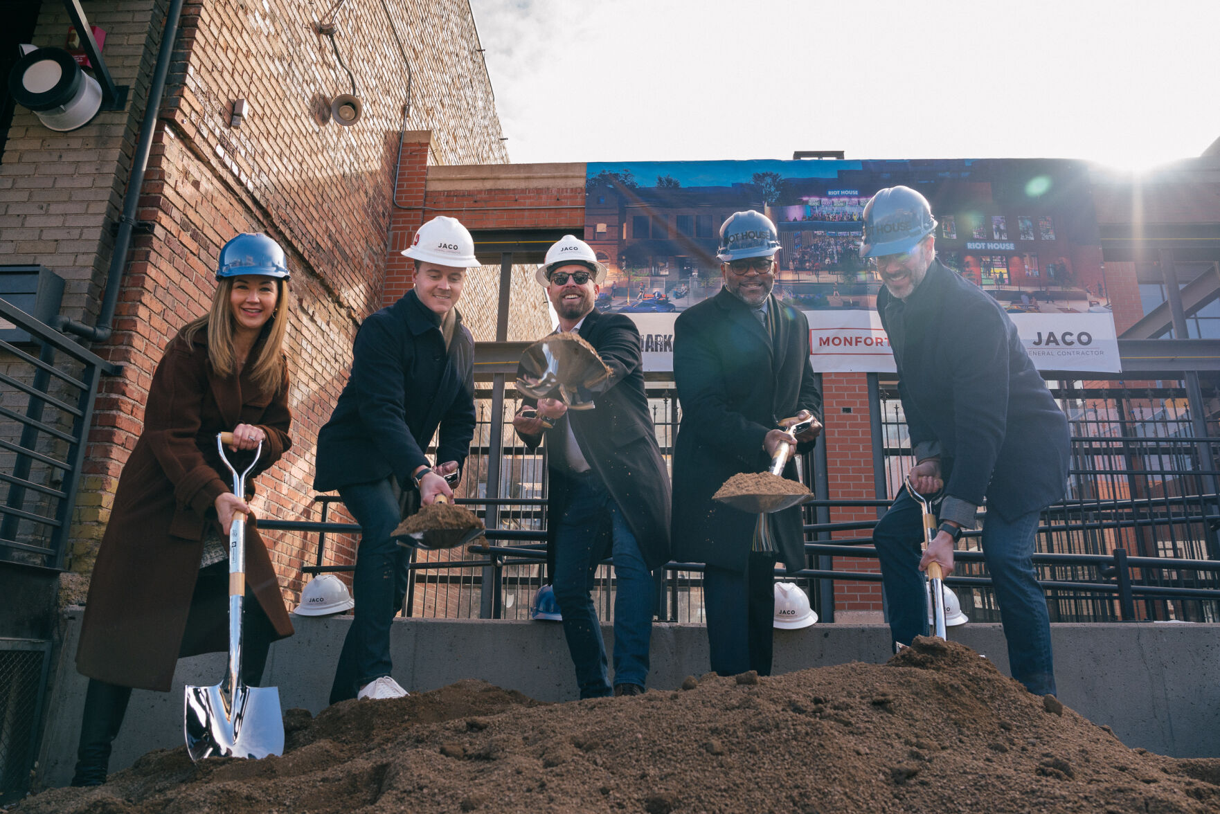 Monfort Companies, Riot Hospitality Group, Circle West Architects and JACO General Contractor hosted a ceremonial groundbreaking for Riot House at 1920 Market St. (Joseph Freemond, Courtesy of SideCar PR)