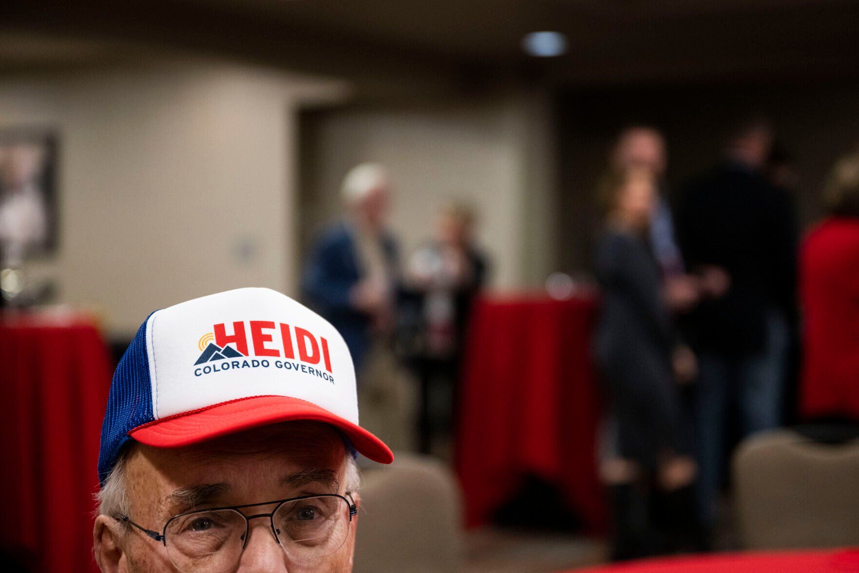 Larry Strohl sits in the VIP area during the Colorado GOP Election Night Party on Tuesday, Nov. 8, 2022, at the DoubleTree by Hilton DTC in Greenwood Village, Colo. (Timothy Hurst/The Gazette) (TIMOTHY HURST/DENVER GAZETTE)