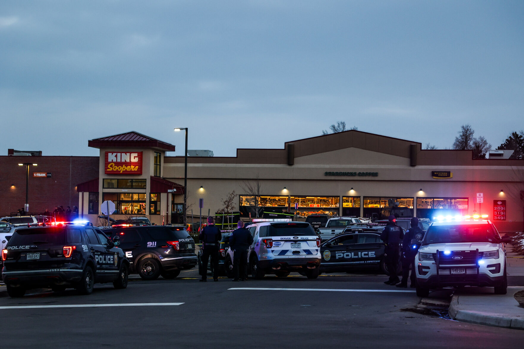 Police officers respond to a shooting at a King Soopers on Monday, March 22, 2021 in Boulder. (Michael Ciaglo/Special to The Denver Gazette) (Michael Ciaglo/Special to The De)