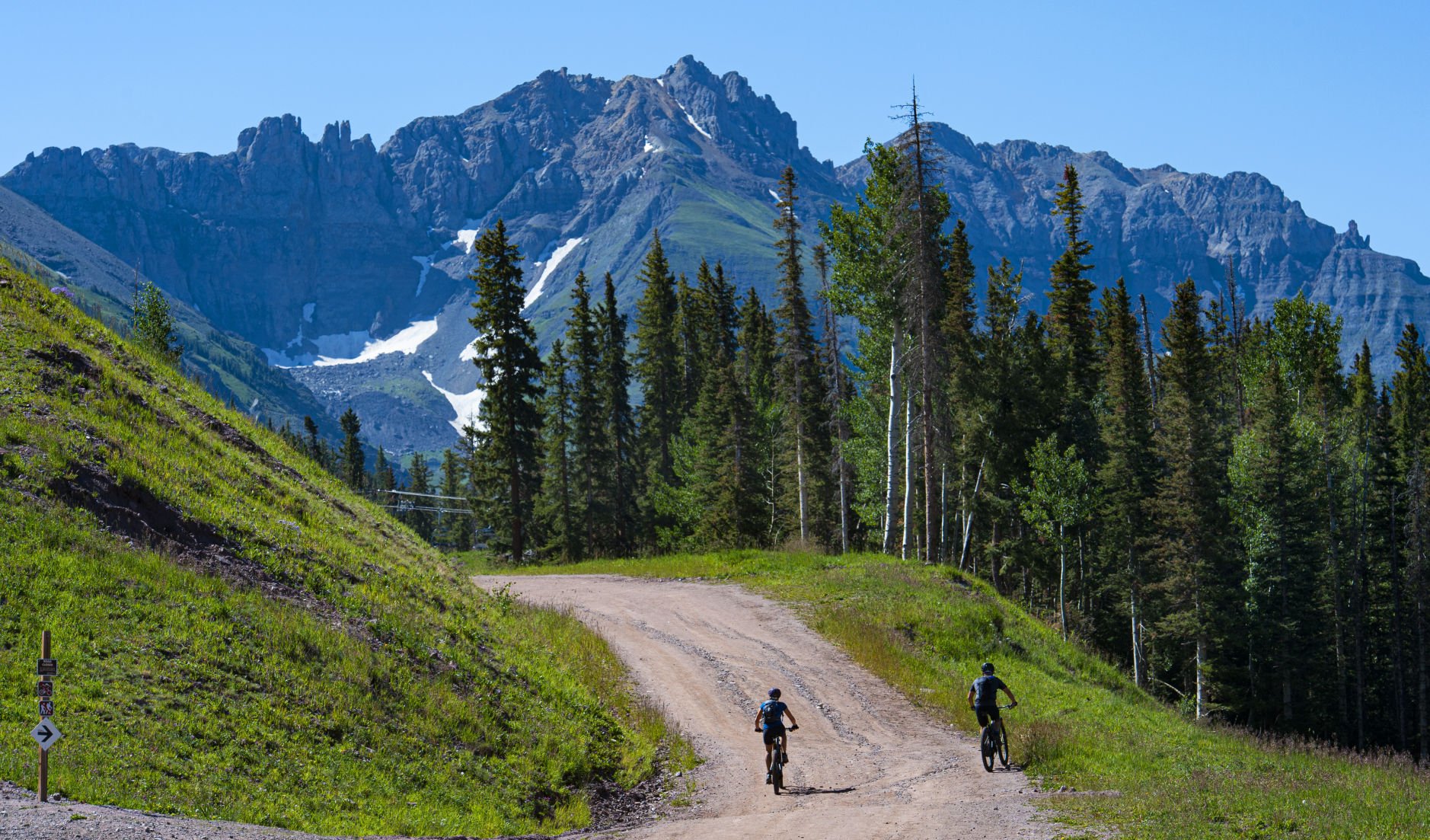 Mountain bikers ride the slopes of the Telluride Ski Resort on Aug. 18, 2019, a beautiful day in the San Juan Mountains. (photos by Christian Murdock, The Gazette)