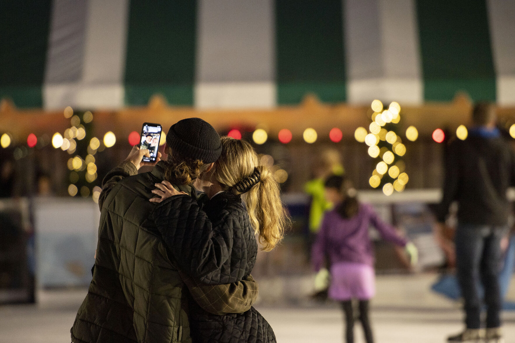 Last year’s opening night of Skate in the Park at Acacia Park in downtown Colorado Springs in November 2021. (the Gazette file)