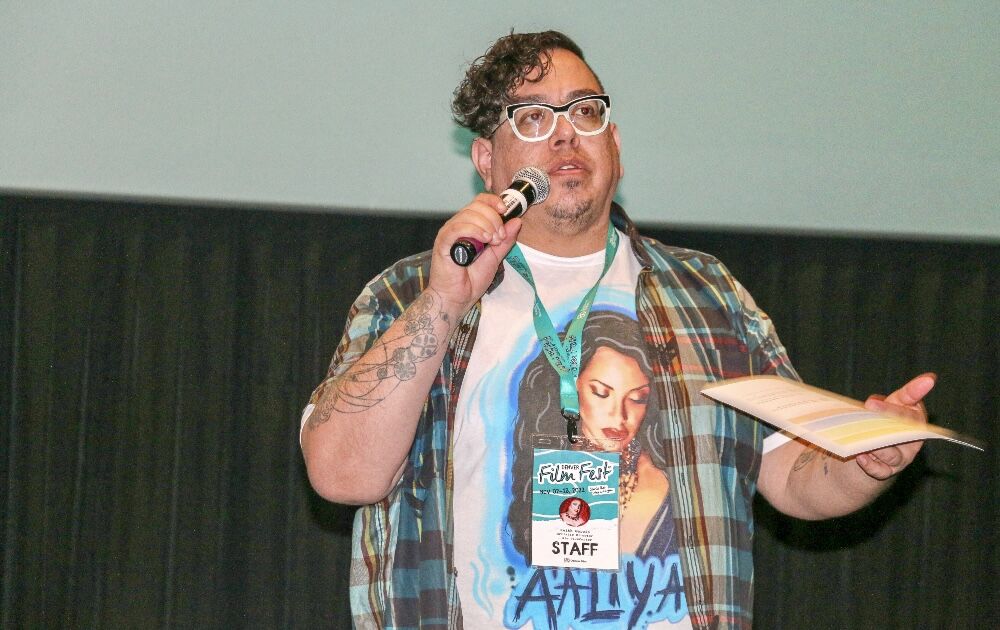 Keith Garcia of Denver Film introduces a screening of 'Joyce Carol Oates: A Body in the Service of Mind,' the first in-depth film look at the celebrated and prolific American author. (JOHN MOORE)