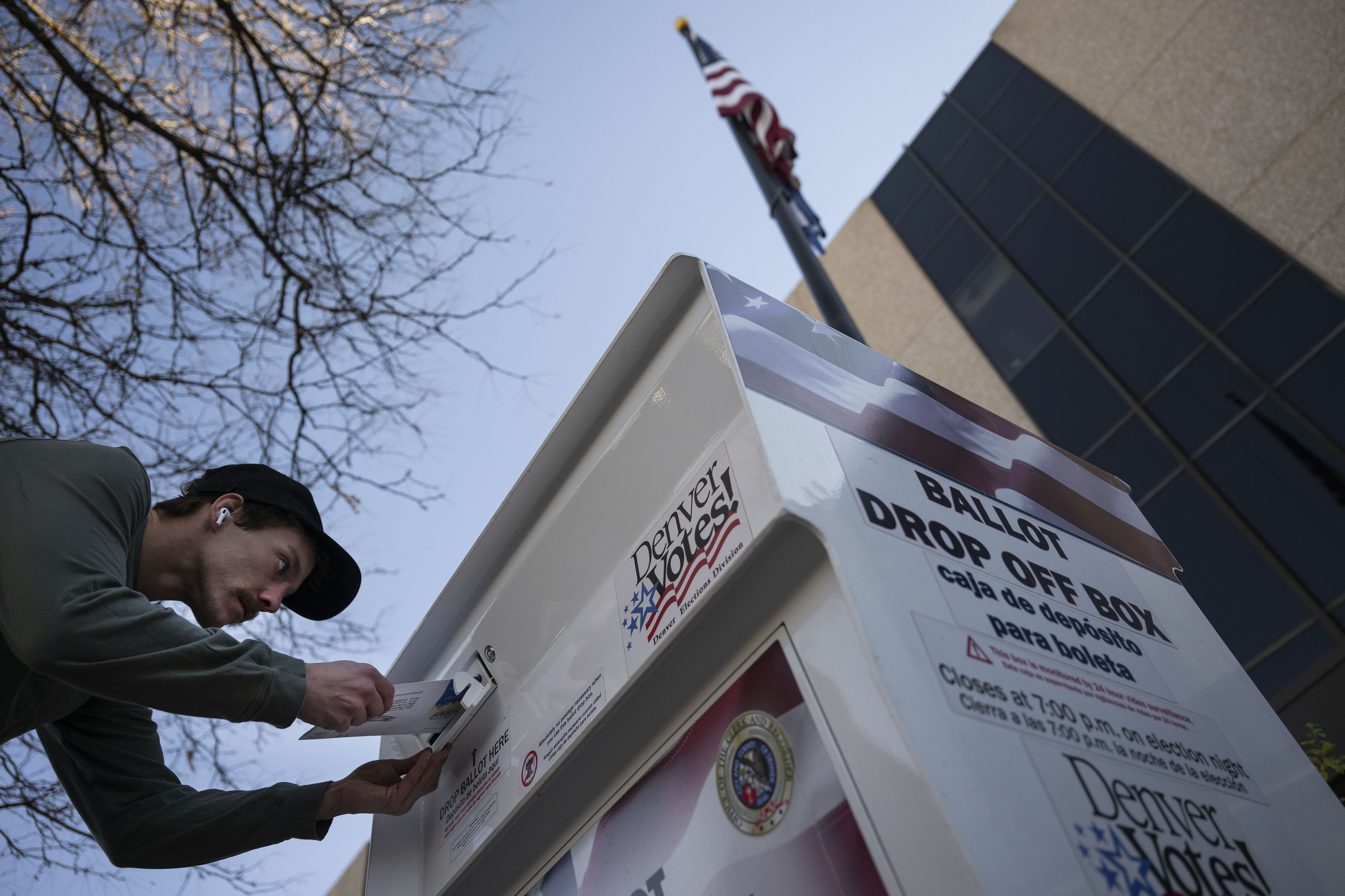 FILE PHOTO: Voter Matt Wentzel drops off his ballot in the drop box outside the Denver Museum of Nature & Science on Monday, Nov. 7, 2022, in Denver, Colo. (Timothy Hurst/The Gazette) (TimHursttim.hurst@gazette.comhttps://secure.gravatar.com/avatar/aca82bd62b4ee425c598527cd6faa1b1?d=mm&r=g)