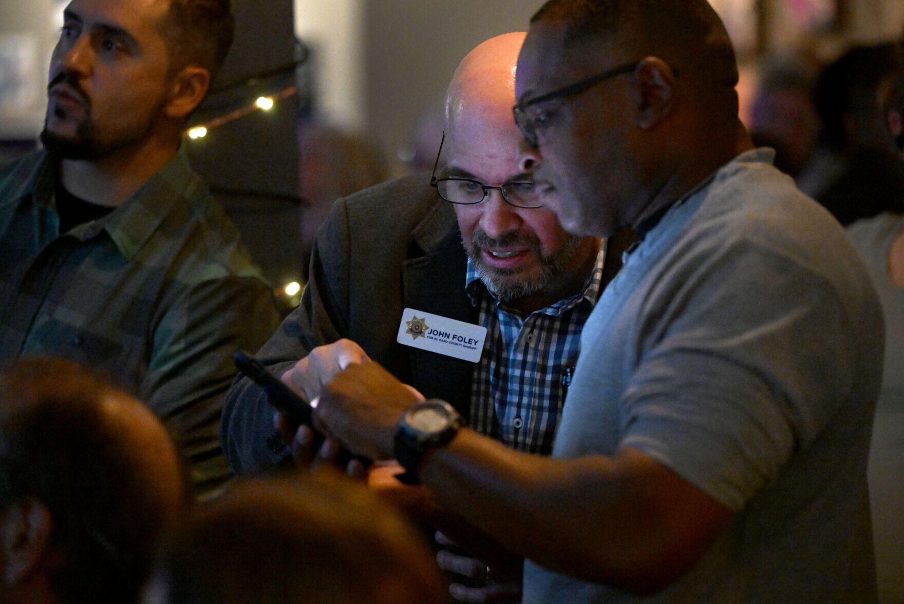 El Paso County Sheriff democratic candidate John Foley watches for results Tuesday, Nov. 8, 2022, during the El Paso County Democratic Party watch party at the Warehouse restaurant in Colorado Springs. (The Gazette, Christian Murdock) (Christian Murdock/The Gazette)