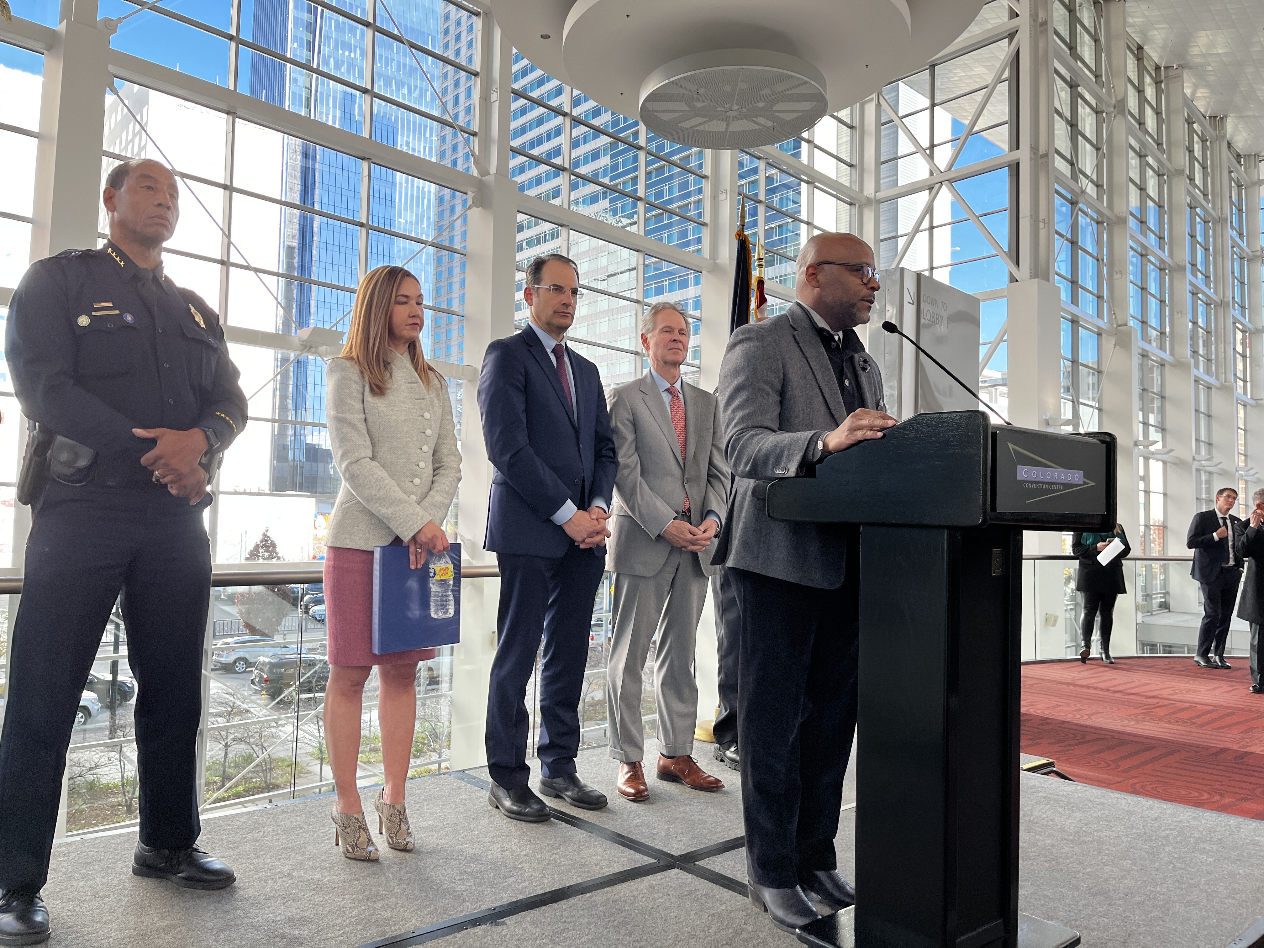 Mayor Michael Hancock answers questions after a press conference regarding public safety in Denver. (AlexanderEdwardsBusiness Reporteralex.edwards@gazette.comhttps://secure.gravatar.com/avatar/dbaa50cc8a9183e280c297e3afa72ace?d=mm&r=g)