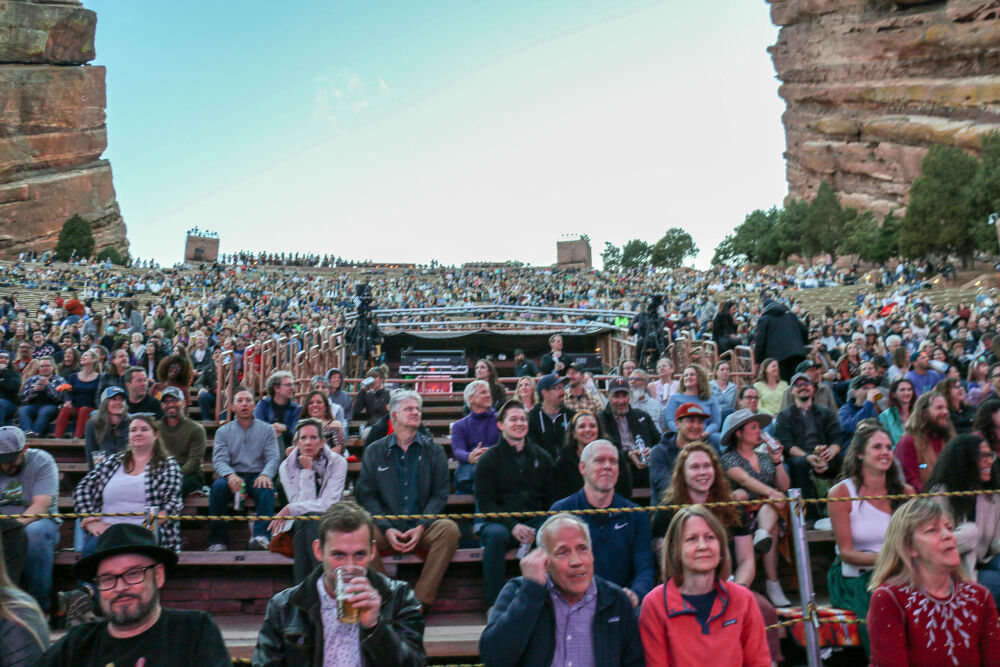 The crowd at Red Rocks for SeriesFest, headlined by Amber Ruffin and the band Lake Street Drive on May 8, 2022. Red Rocks set a record for overall attendance this year. (JOHN MOORE/DENVER GAZETTE)