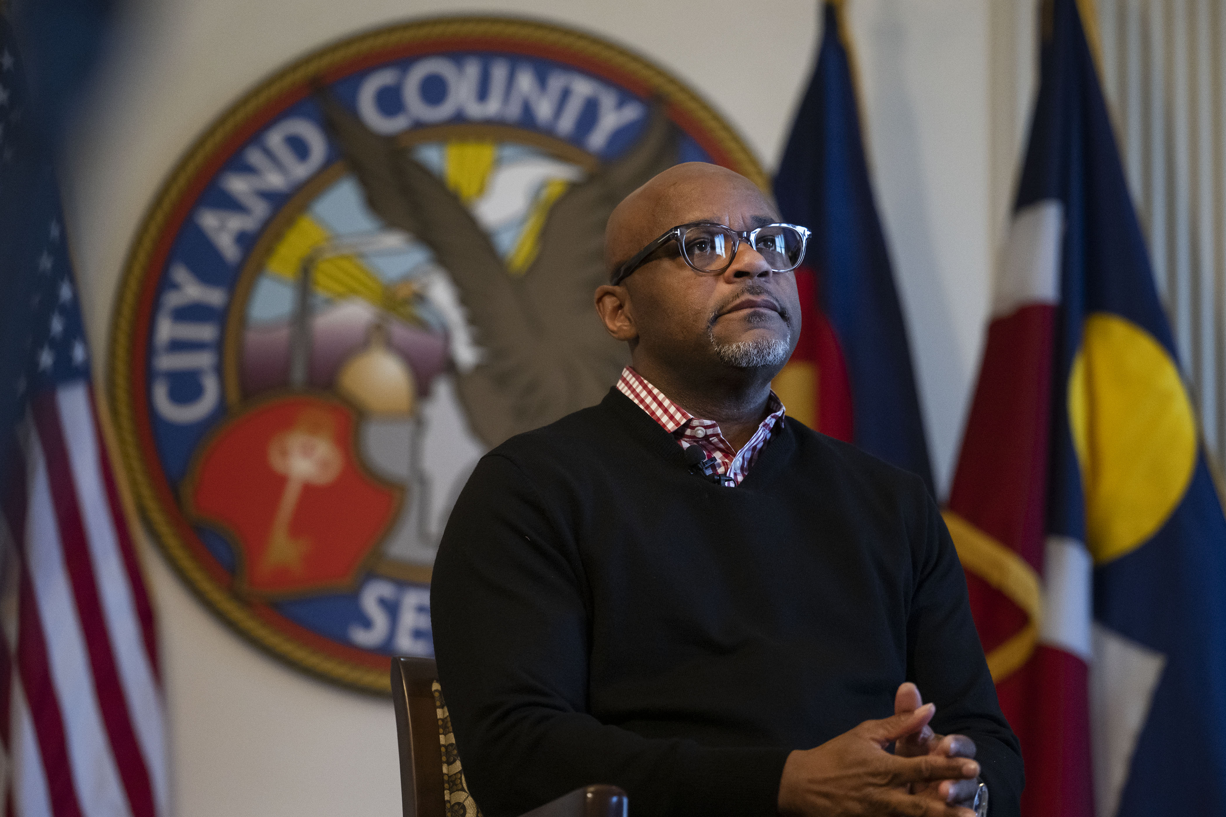 Denver mayor Michael Hancock is interviewed in his office at the Denver City and County Building on Friday, Dec. 9, 2022, in Denver, Colo. (Timothy Hurst/The Gazette) (TimHursttim.hurst@gazette.comhttps://secure.gravatar.com/avatar/aca82bd62b4ee425c598527cd6faa1b1?d=mm&r=g)
