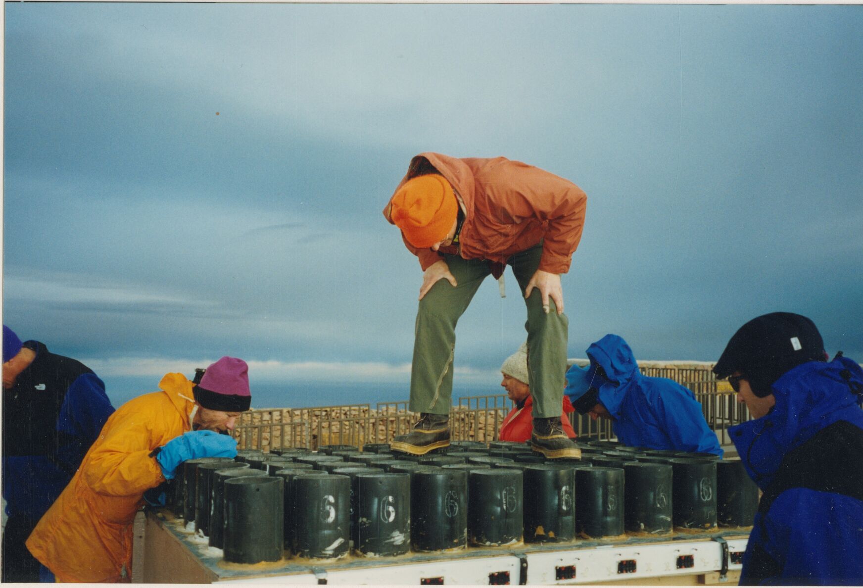 AdAmAn Club climbers inspecting fireworks for launch on Pikes Peak on New Year’s Eve. Photo courtesy Colorado Springs Pioneers Museum
