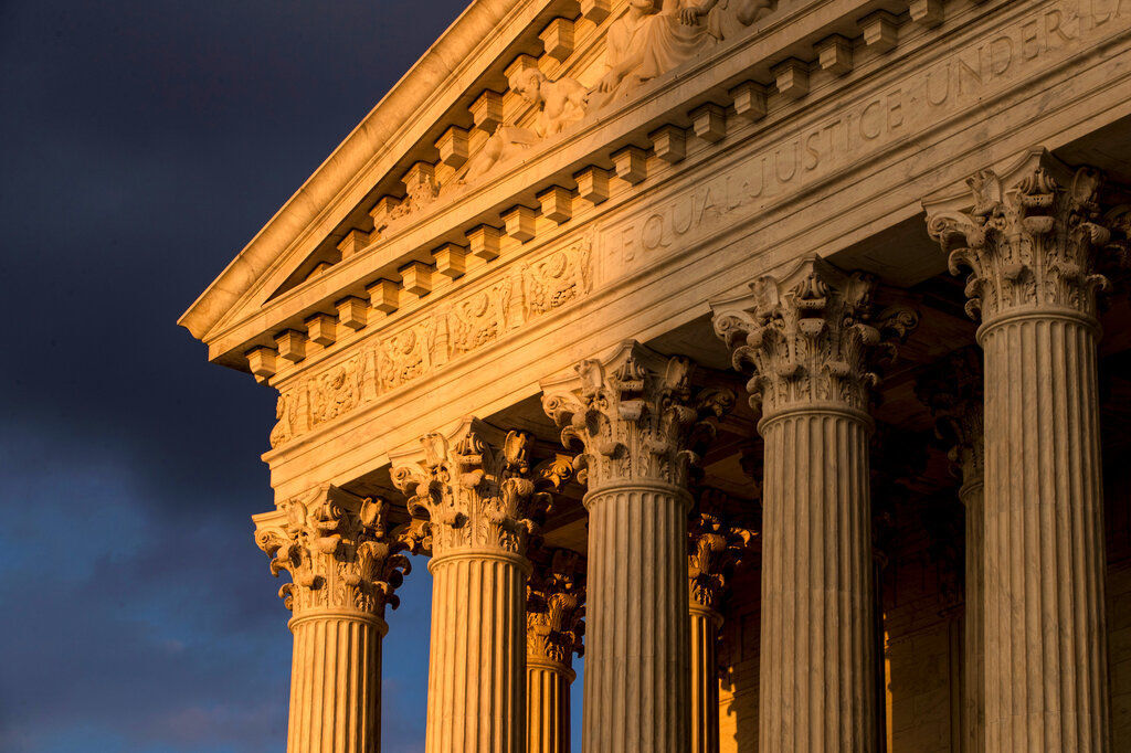 In this Oct. 10, 2017, file photo, the Supreme Court in Washington is seen at sunset. ((AP Photo/J. Scott Applewhite))