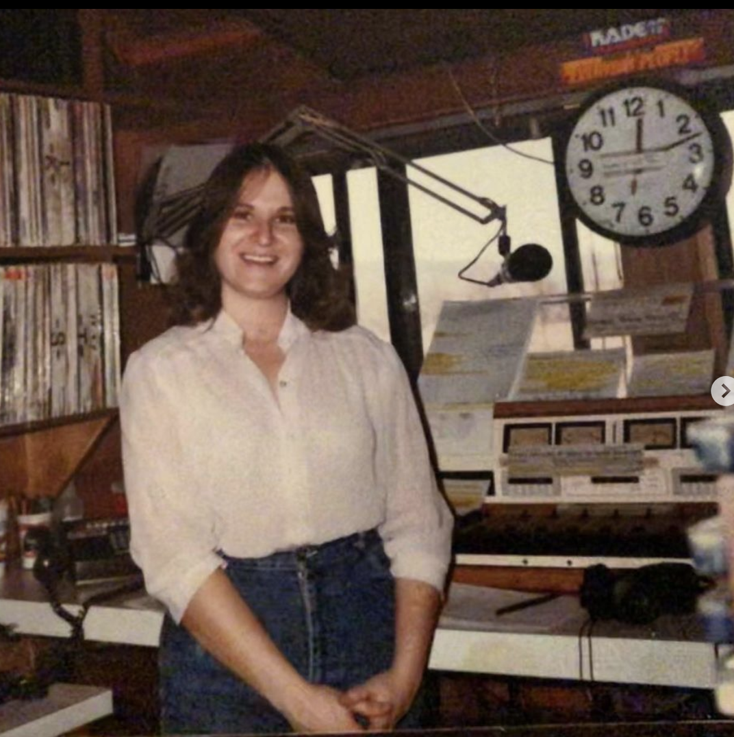 An early career photo of Ginger Havlat at KBCO. (Courtesy Ginger Havlat)