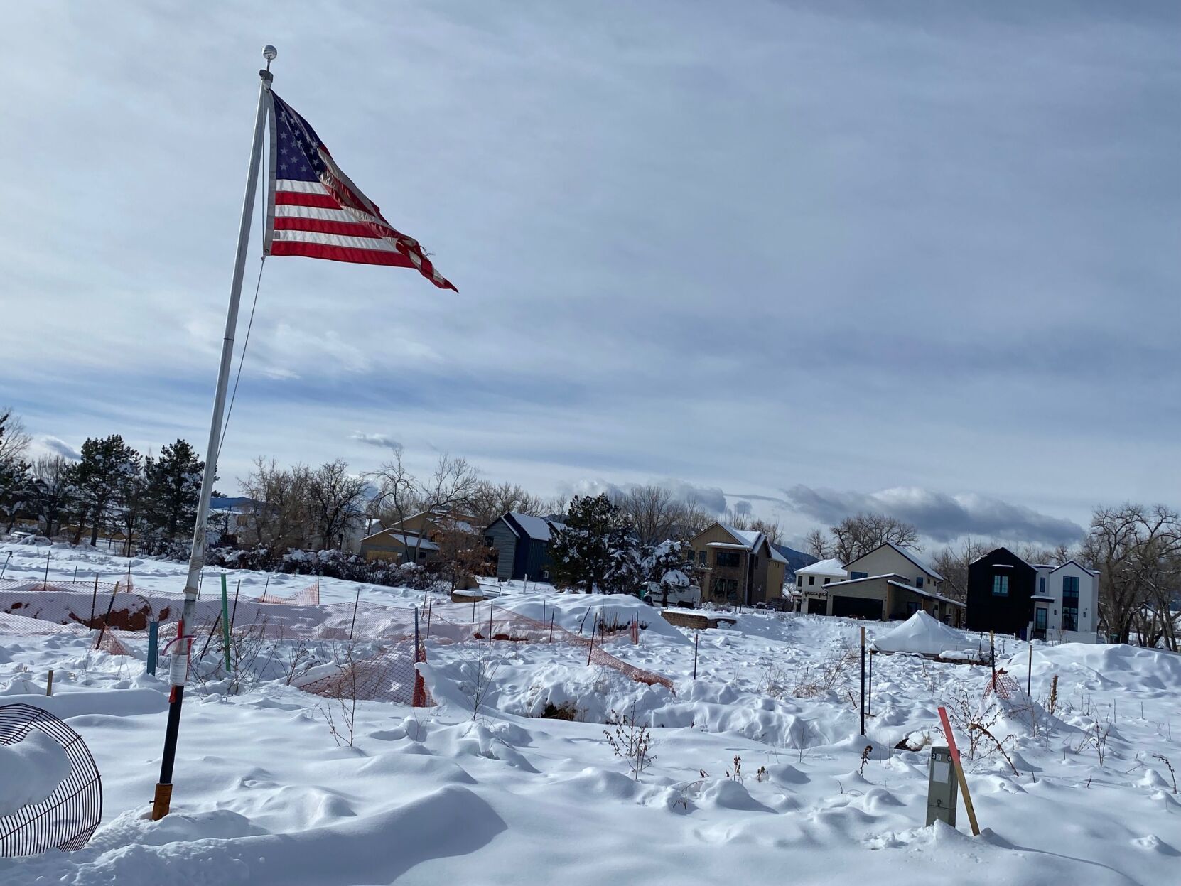 A blanket of snow covered parts of Original Town Superior Friday, a year to the day that the Marshall fire destroyed more than 1,100 homes and businesses in Boulder County. (CAROL MCKINLEY, THE GAZETTE)