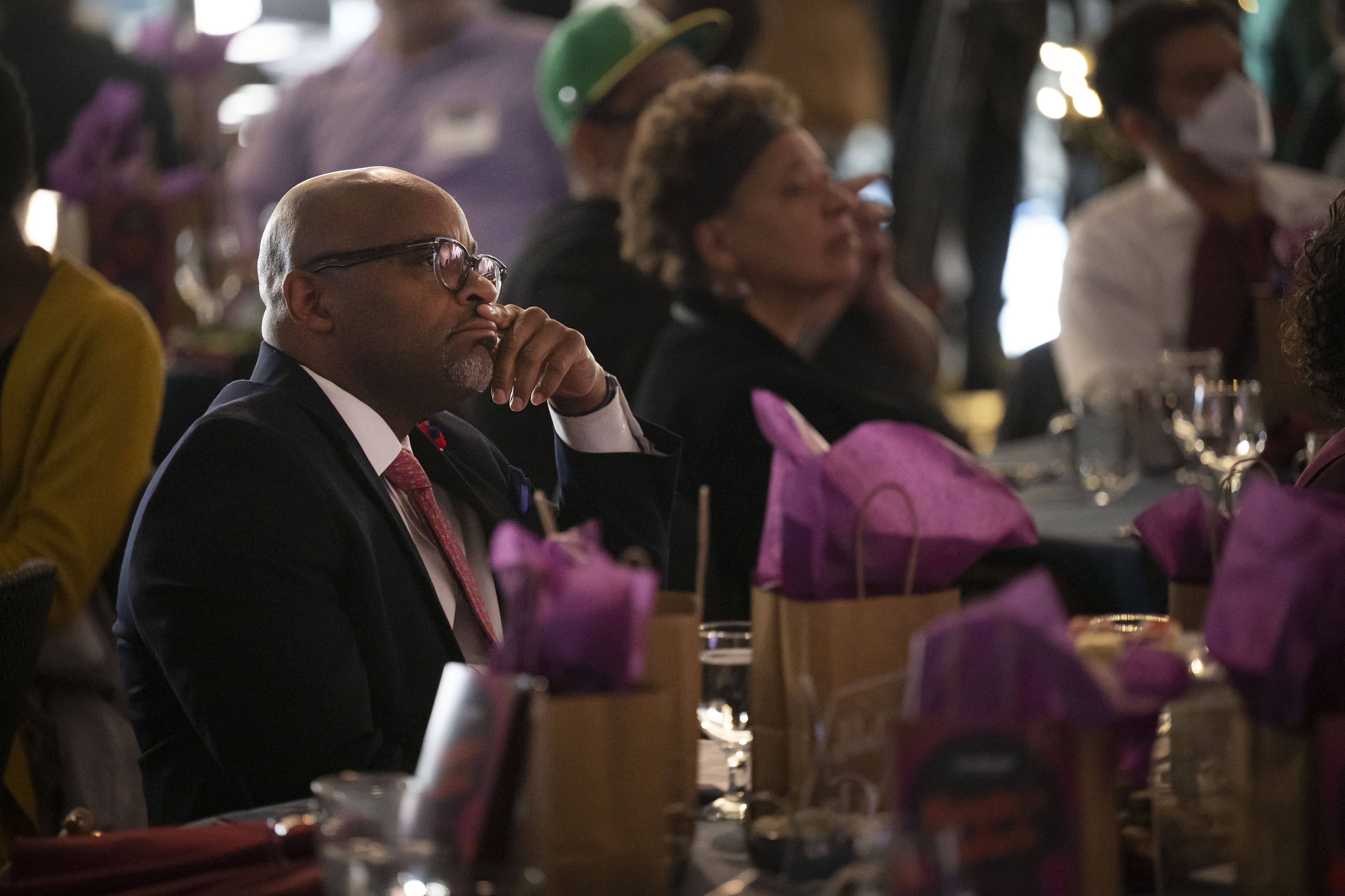 Denver Mayor Michael Hancock looks onto the stage during the Mayor’s Awards For Excellence in Arts & Culture ceremony on Wednesday, Dec. 7, 2022, at the McNichols Civic Center Building in Denver, Colo. (Timothy Hurst/The Gazette) (TimHursttim.hurst@gazette.comhttps://secure.gravatar.com/avatar/aca82bd62b4ee425c598527cd6faa1b1?d=mm&r=g)