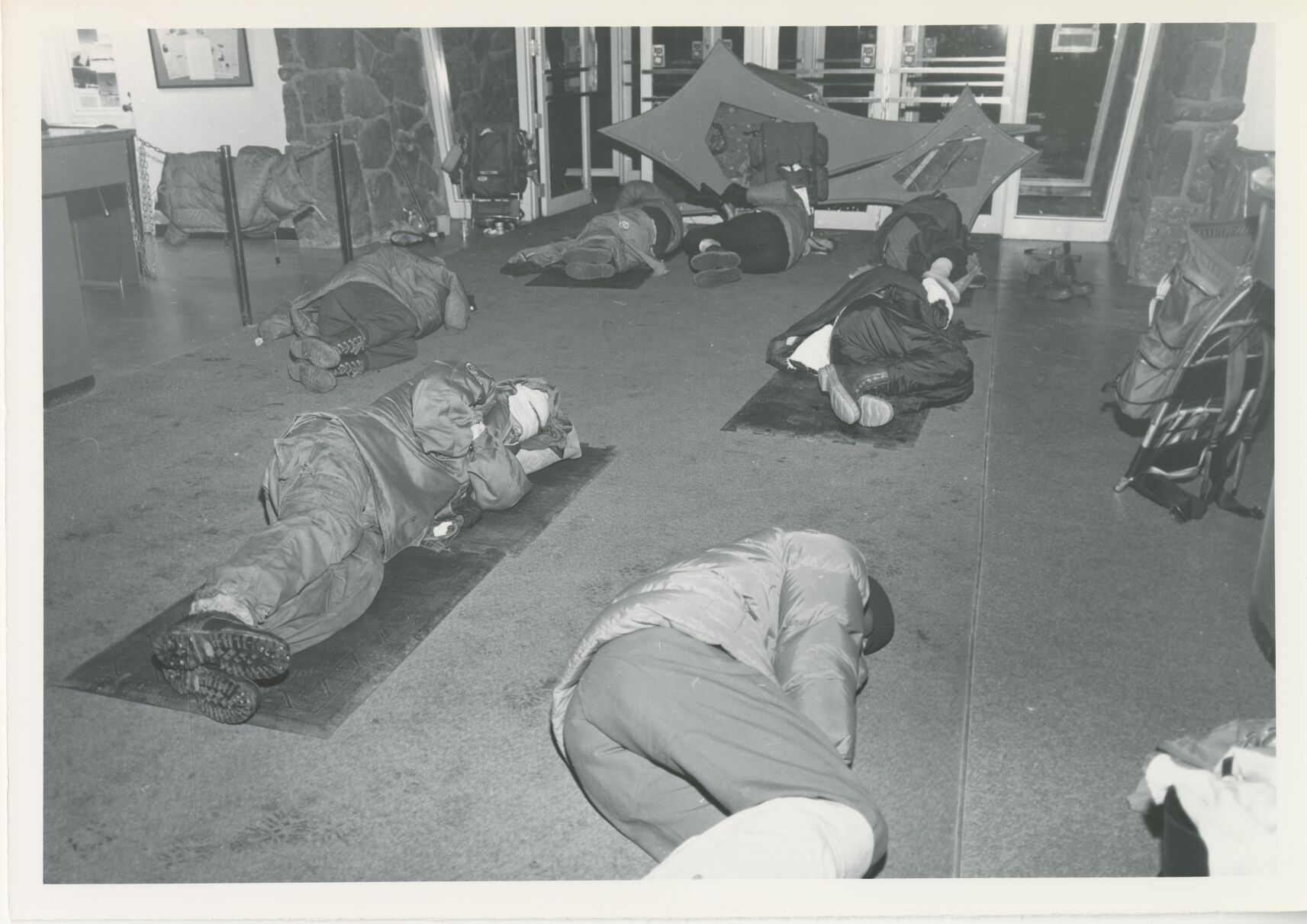 After a harsh ascent to launch fireworks atop Pikes Peak, the AdAmAn Club rests in the old Summit House. Photo courtesy Colorado Springs Pioneers Museum