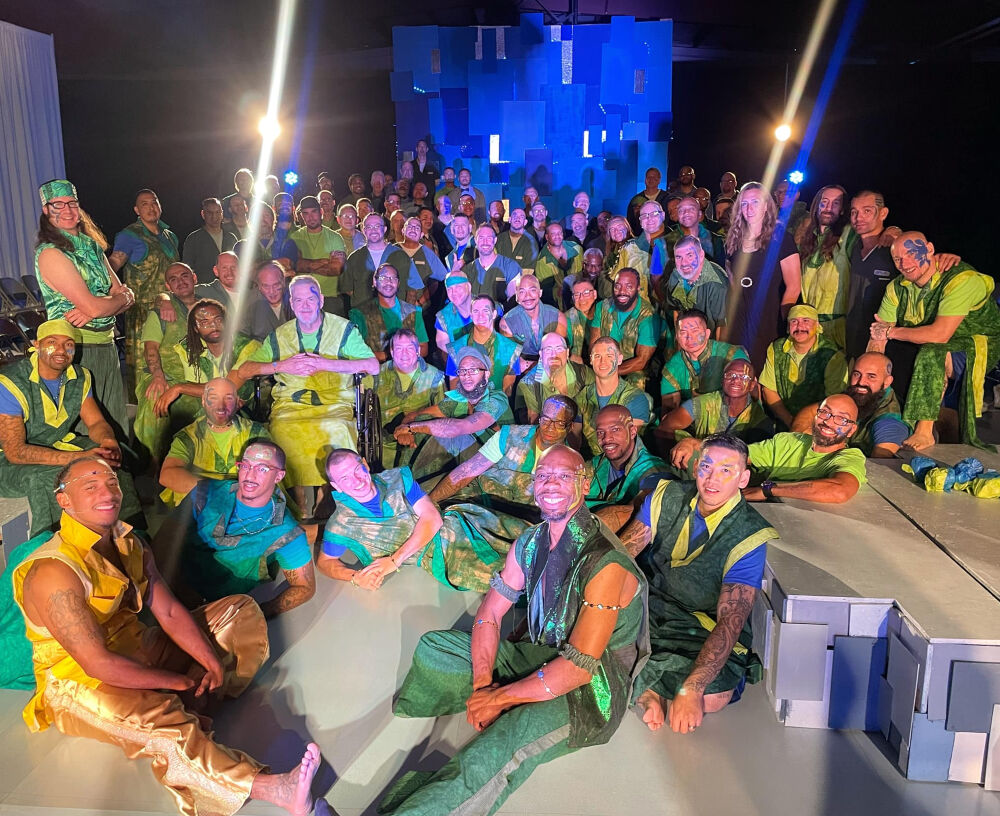 Some of the 90 residents of the Fremont Correctional Facility who performed 'Godspell' in a prison cell block, marking the first time the public was allowed deep into the facility in its 64-year history. (Courtesy Ashley Hamilton/DU Prison Arts Initiative)