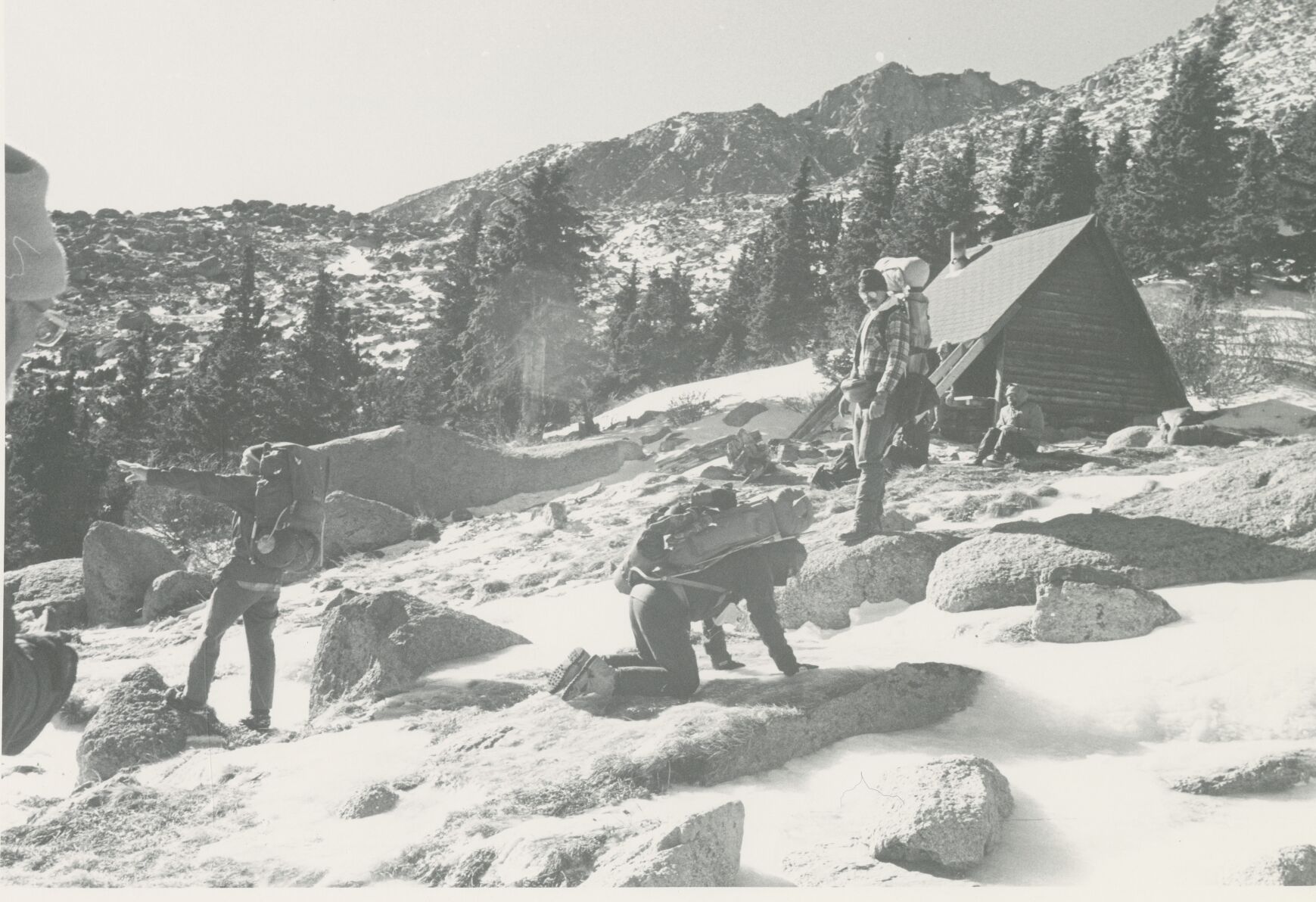 AdAmAn climbers stop to break, per tradition, at the A-Frame above treeline on their way to the top of Pikes Peak for New Year’s Eve fireworks. The club is celebrating its 100-year anniversary in 2022. (Courtesy of Colorado Springs Pioneers Museum)