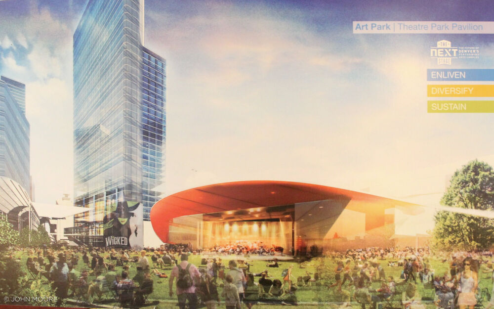 In 2016, Mayor Michael Hancock introduced his vision for a new Denver Performing Arts Complex that was to include an amphitheater in Sculpture Park.  the ground.
